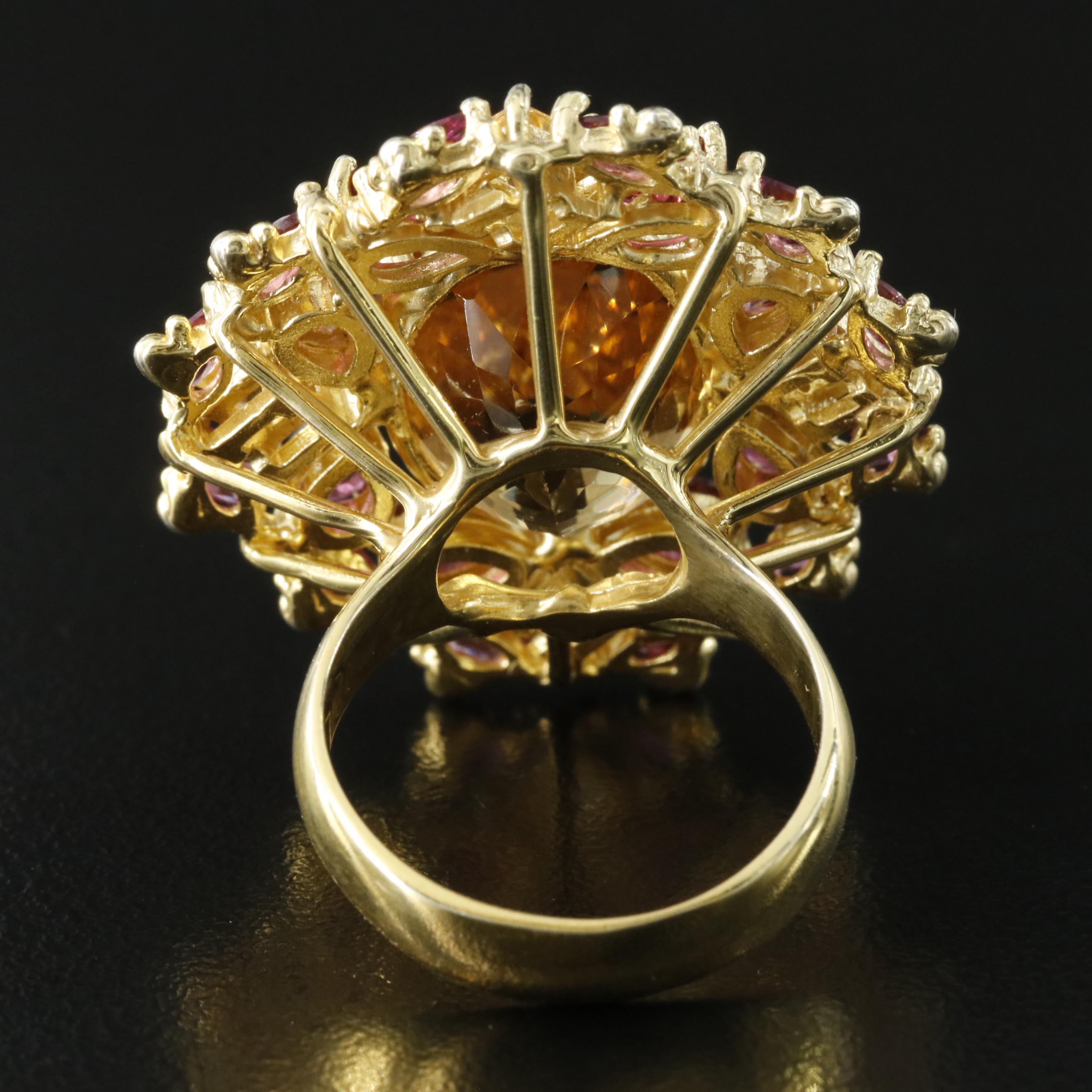 Sterling Citrine and Garnet Cocktail Ring