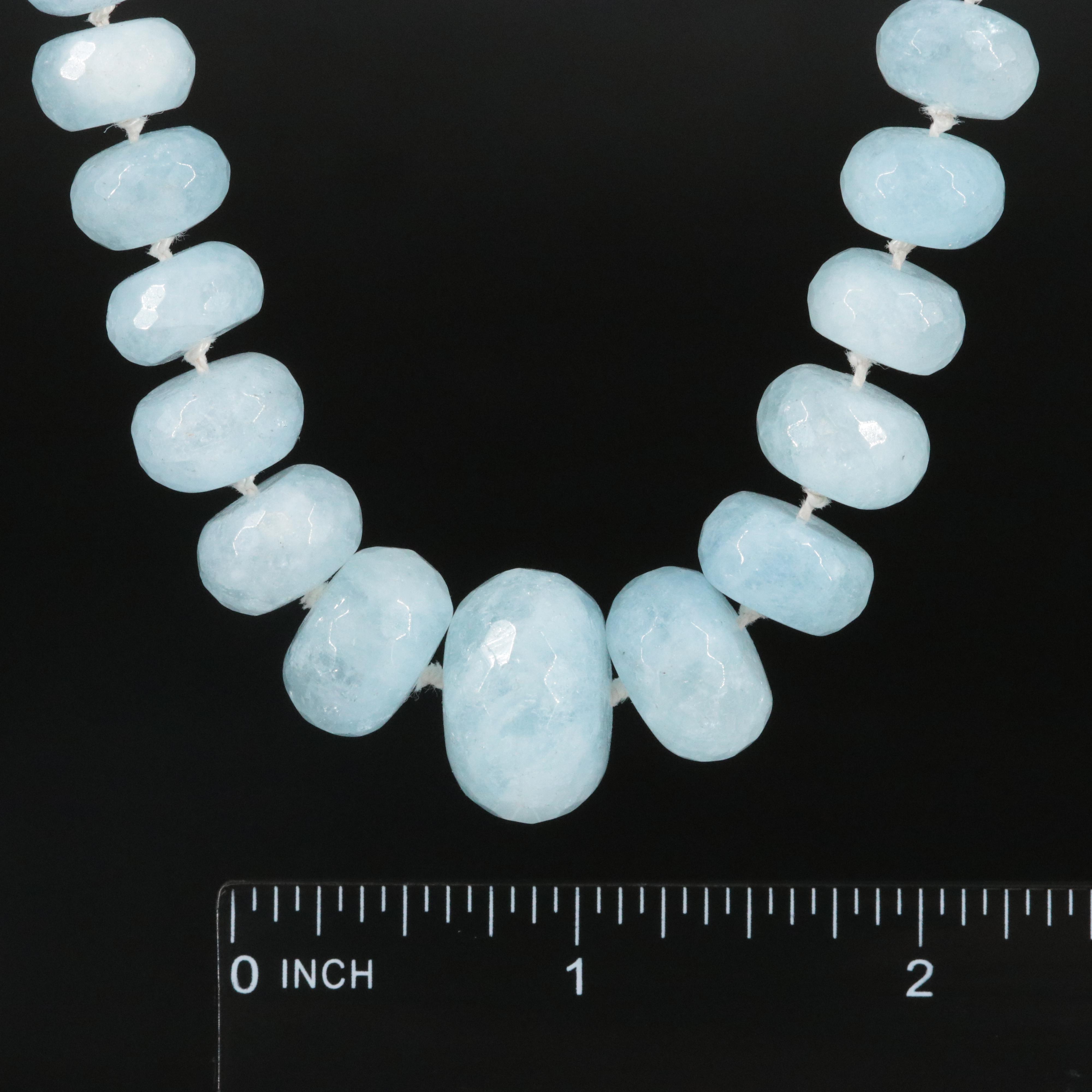 Aquamarine Graduated Necklace with Sterling Clasp