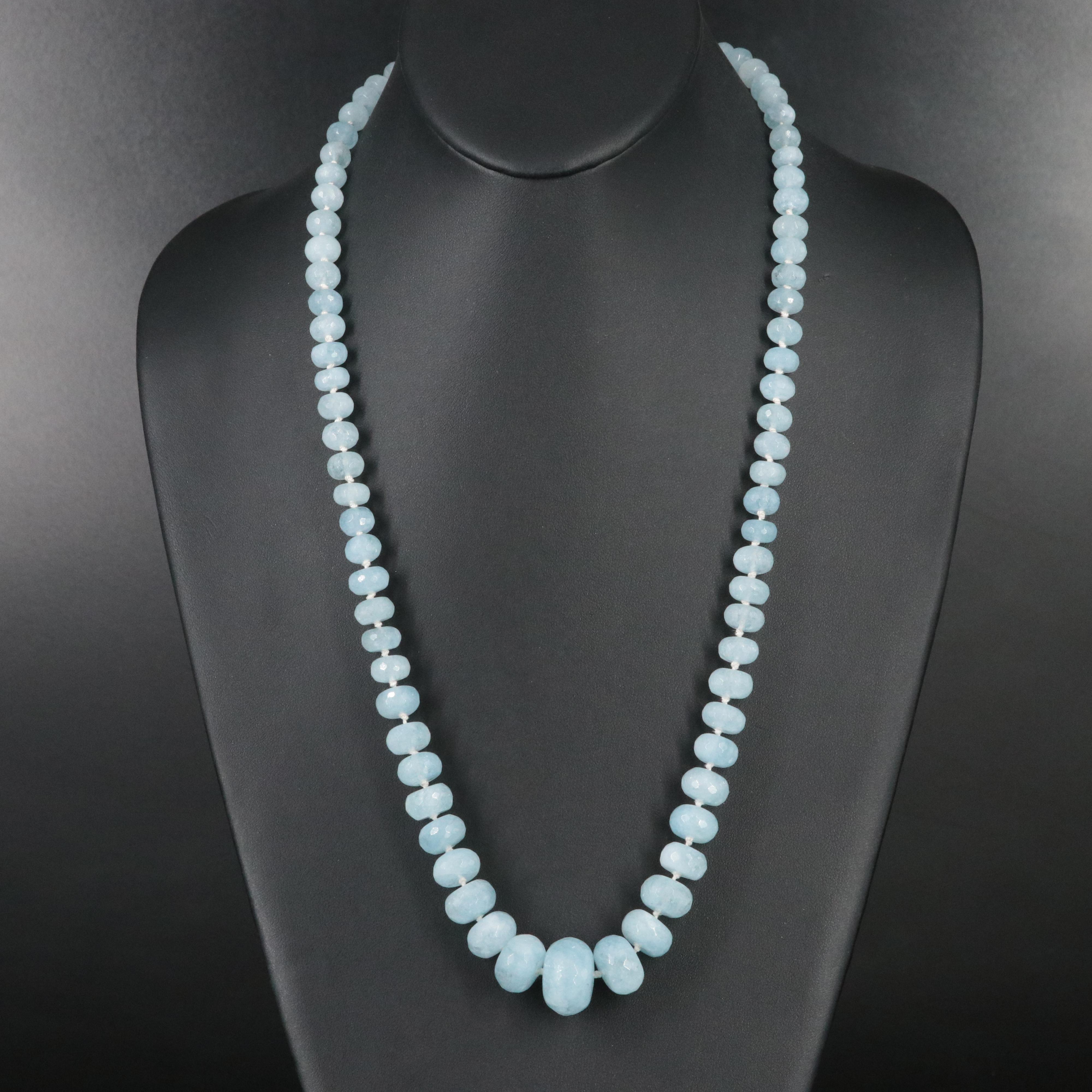 Aquamarine Graduated Necklace with Sterling Clasp