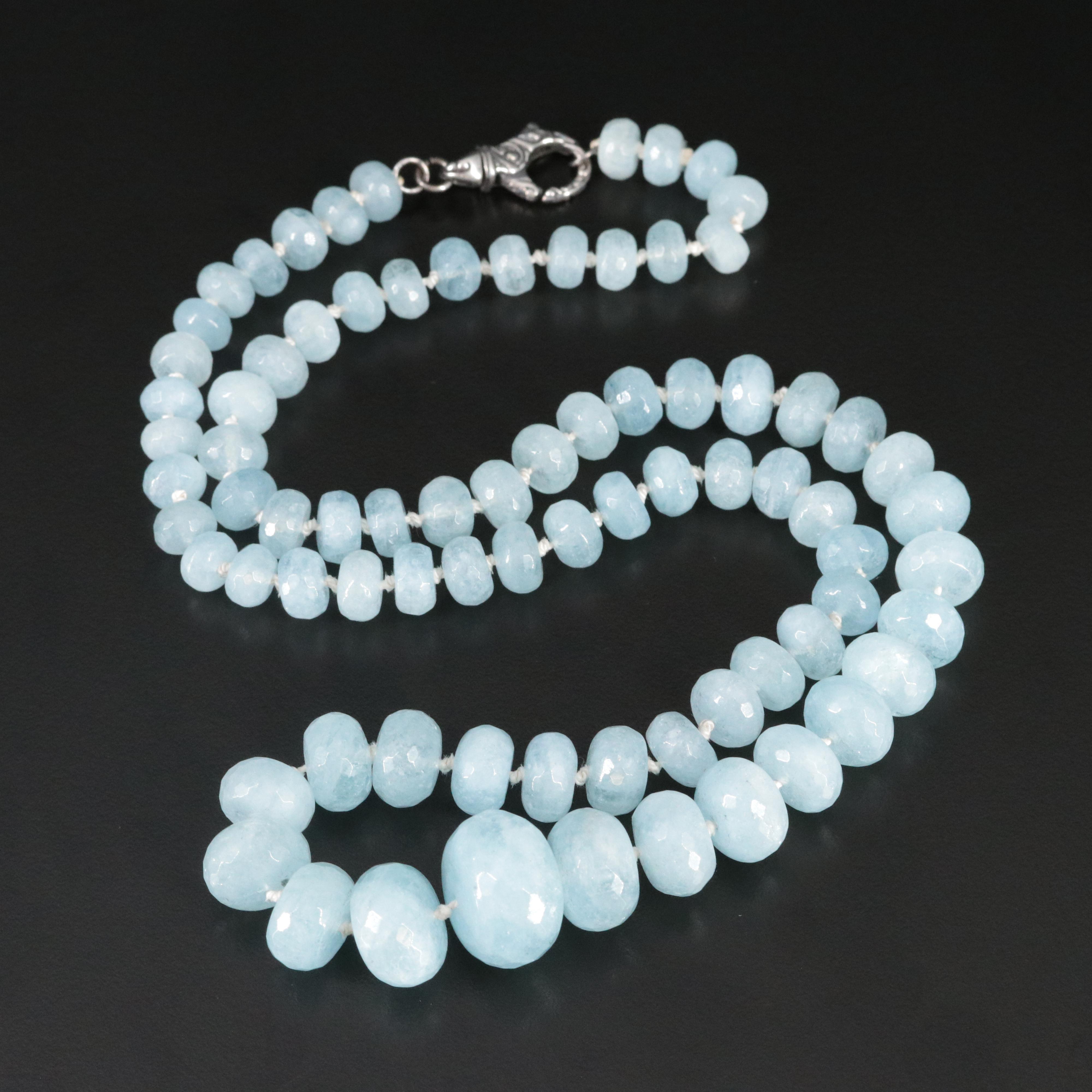 Aquamarine Graduated Necklace with Sterling Clasp