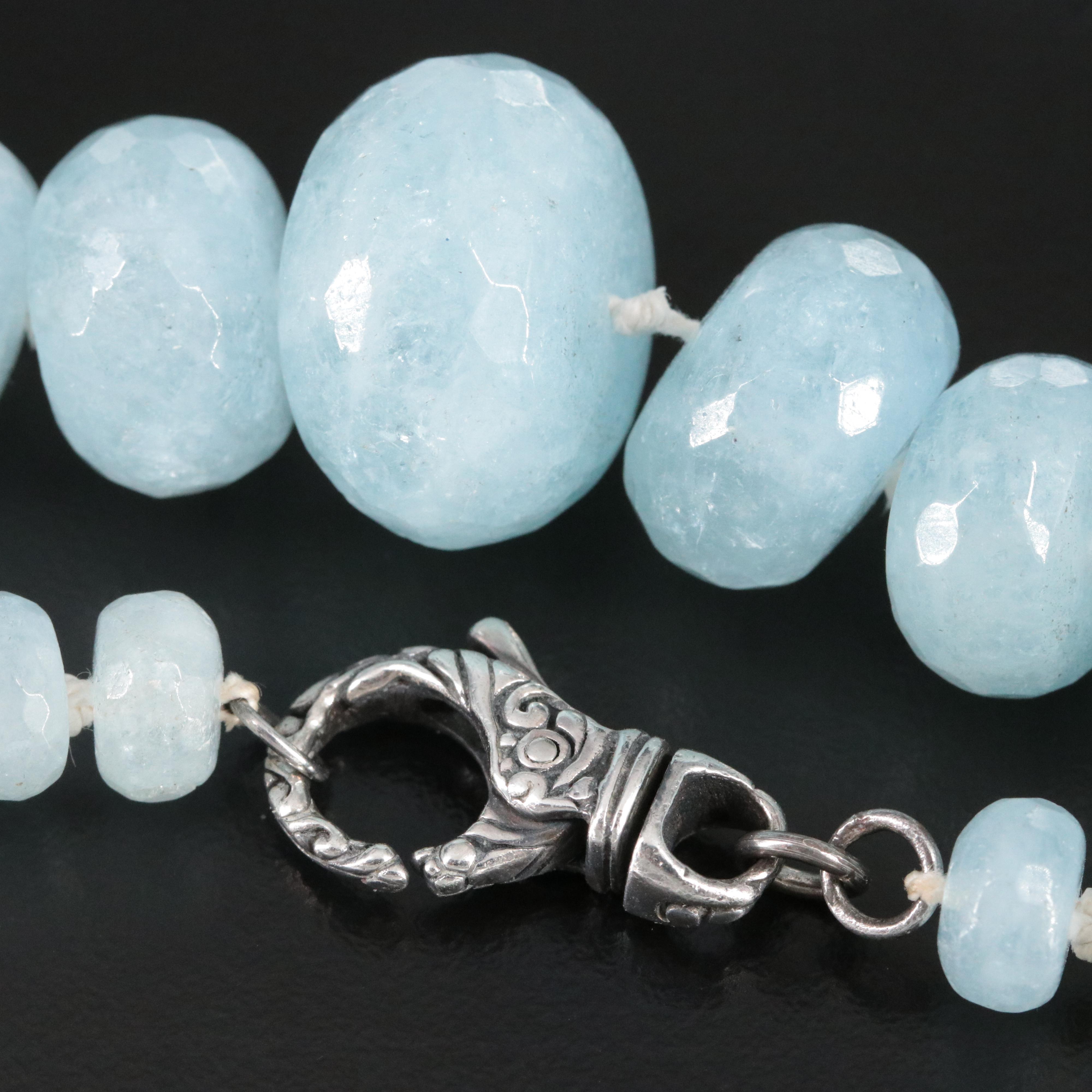 Aquamarine Graduated Necklace with Sterling Clasp