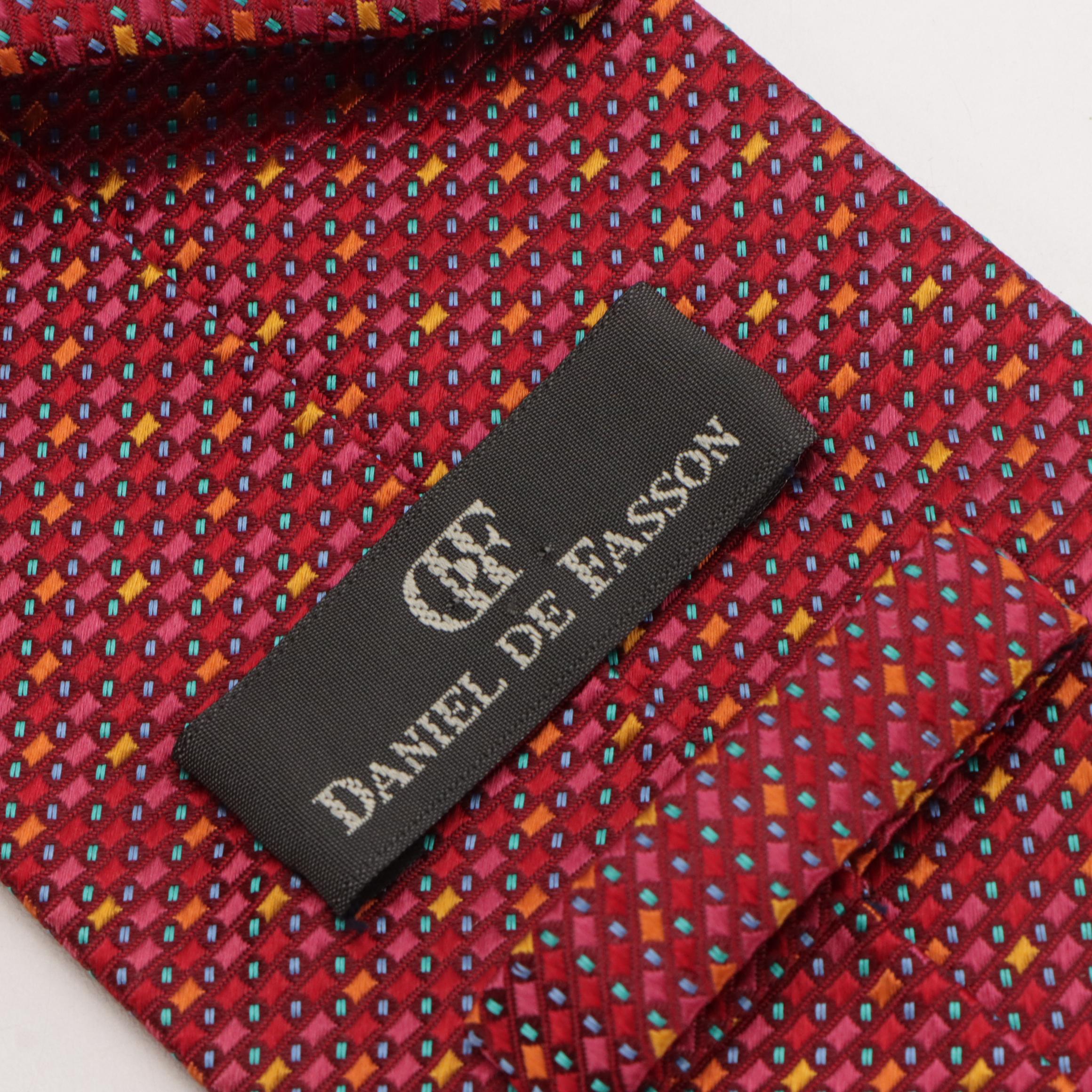 Daniel De Fasson and Giancarlo Red Silk Printed Neckties