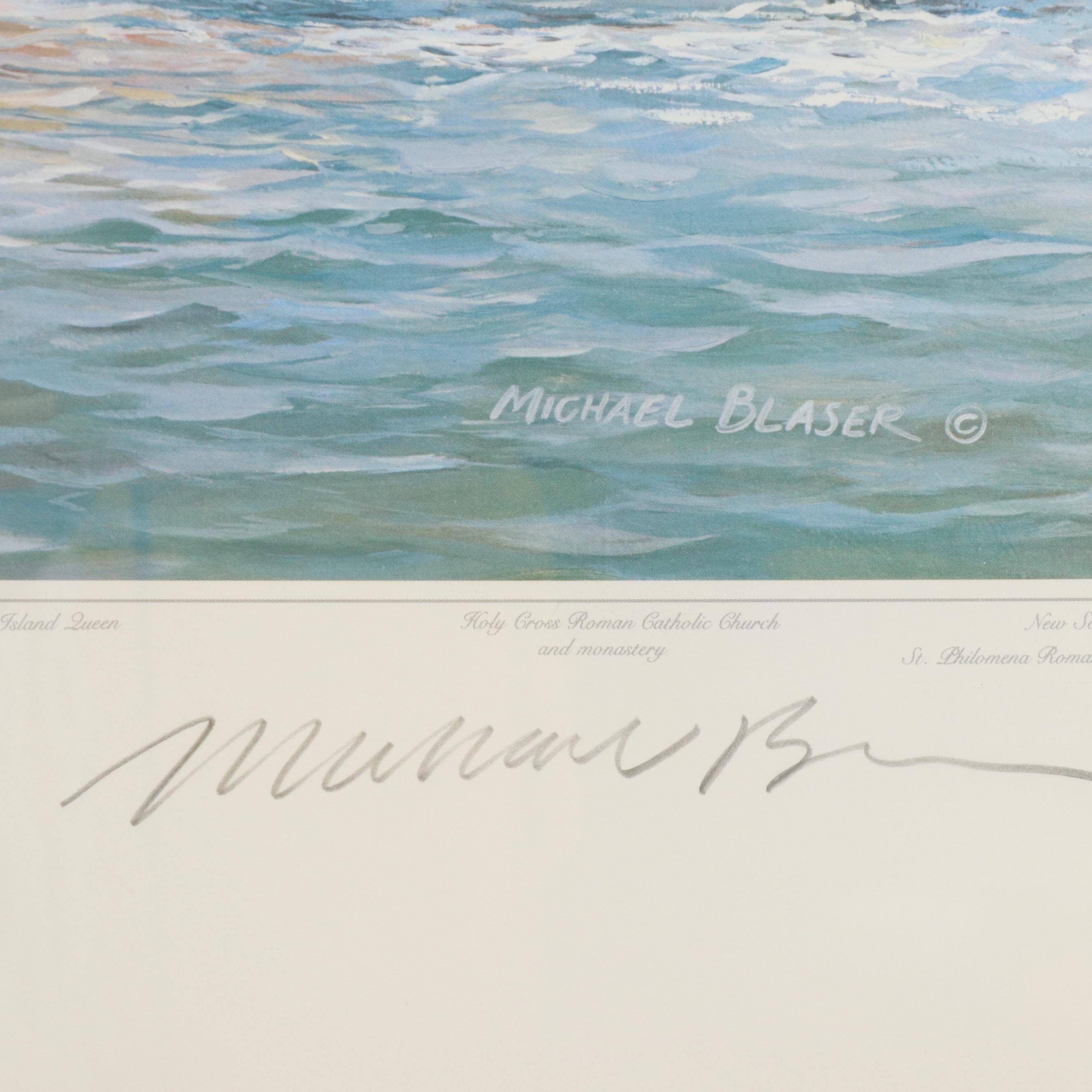 Michael Blaser Offset Lithograph "The Public Landing: Cincinnati, 1900," 1989