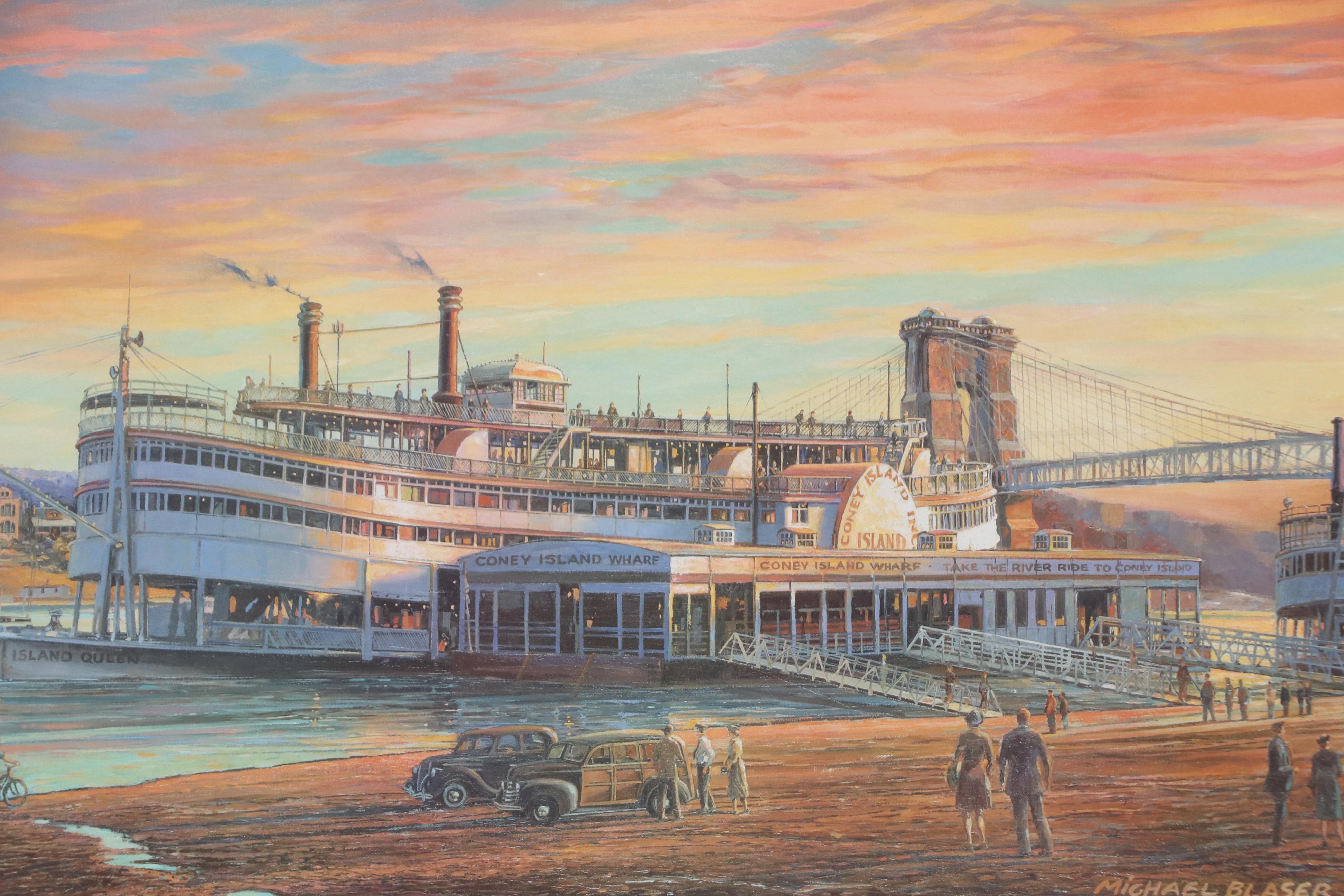 Michael Blaser Offset Lithograph "Heading for Coney," 1994