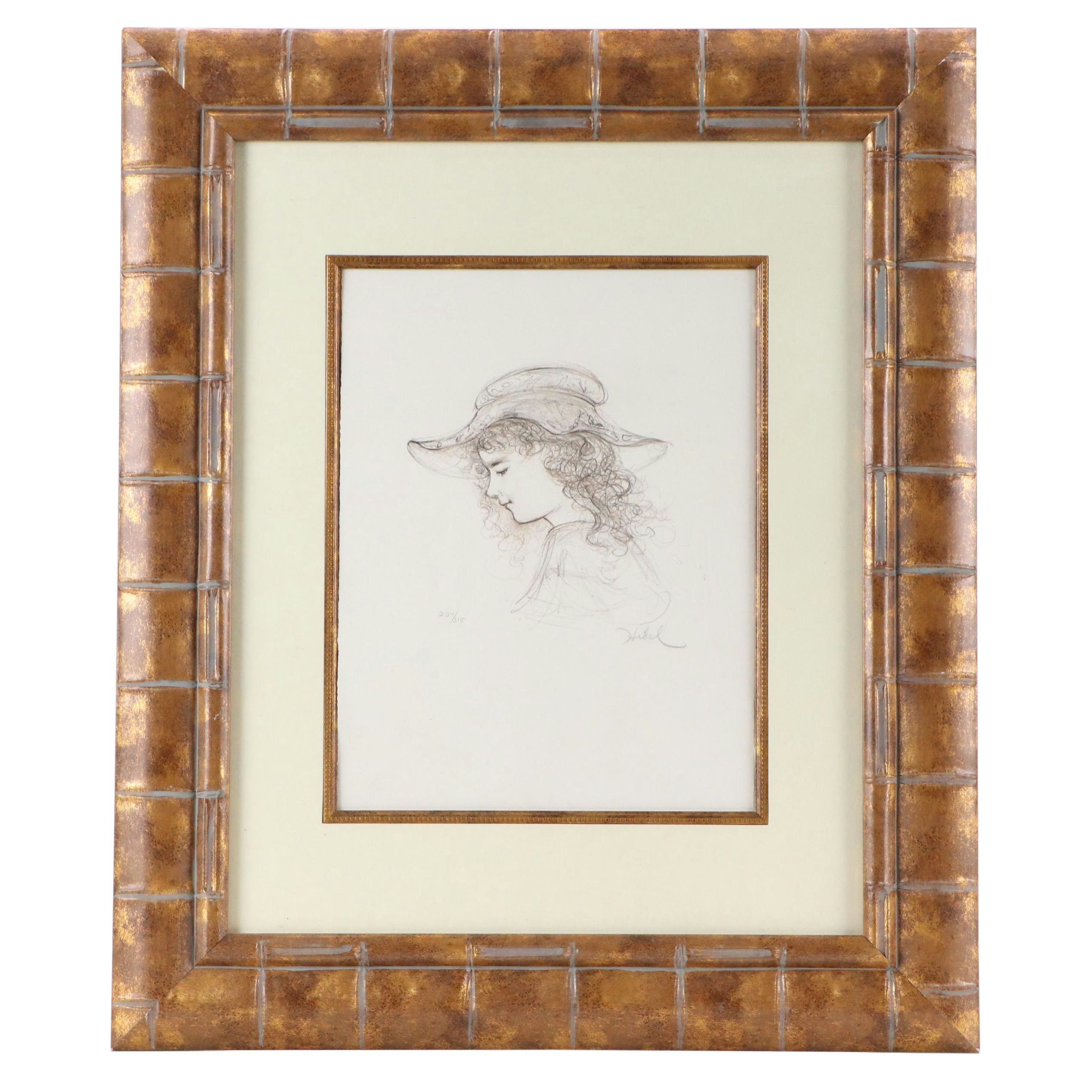 Edna Hibel Lithograph "Morning Stroll"