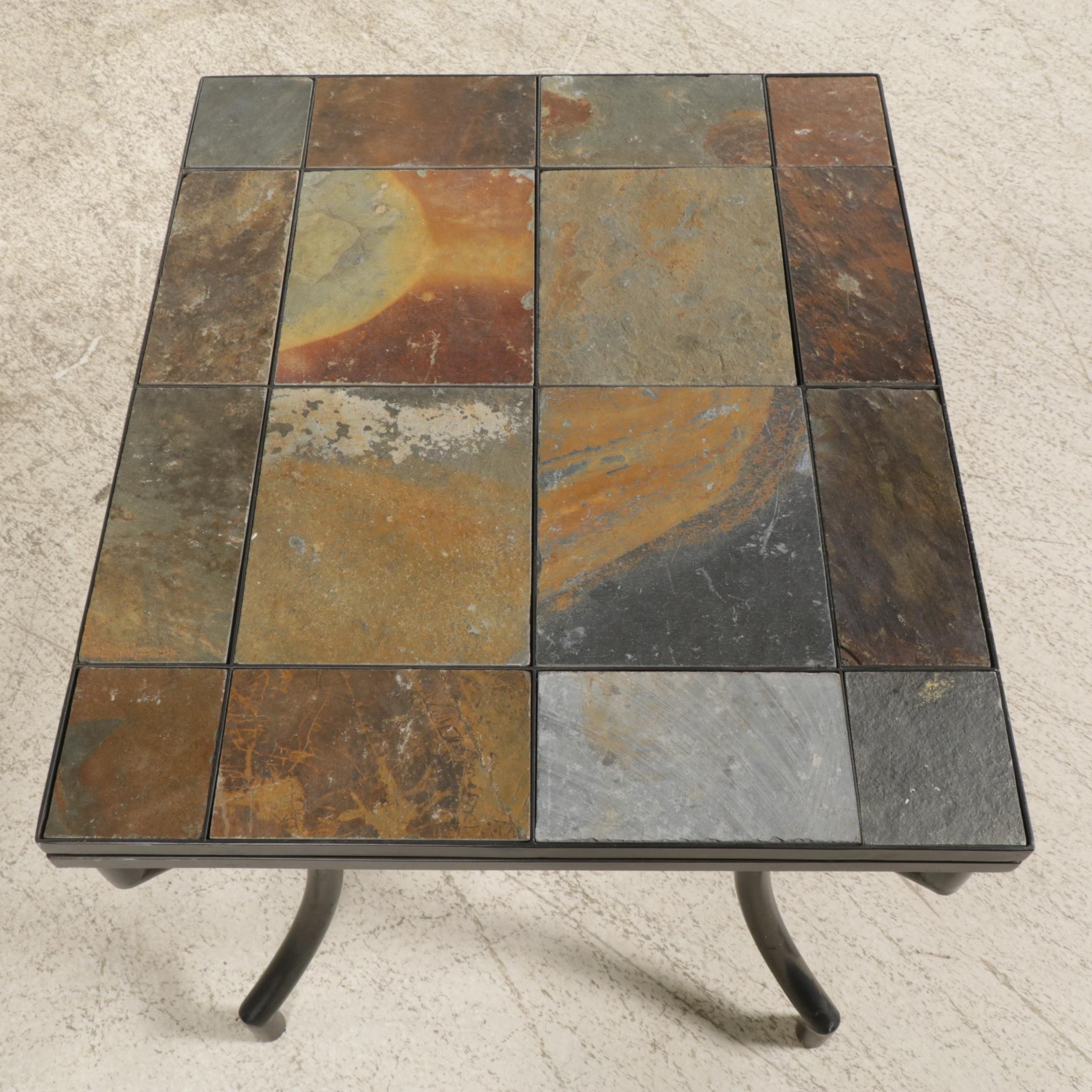 Klaussner Coffee and Side Tables with Slate Tile Tops