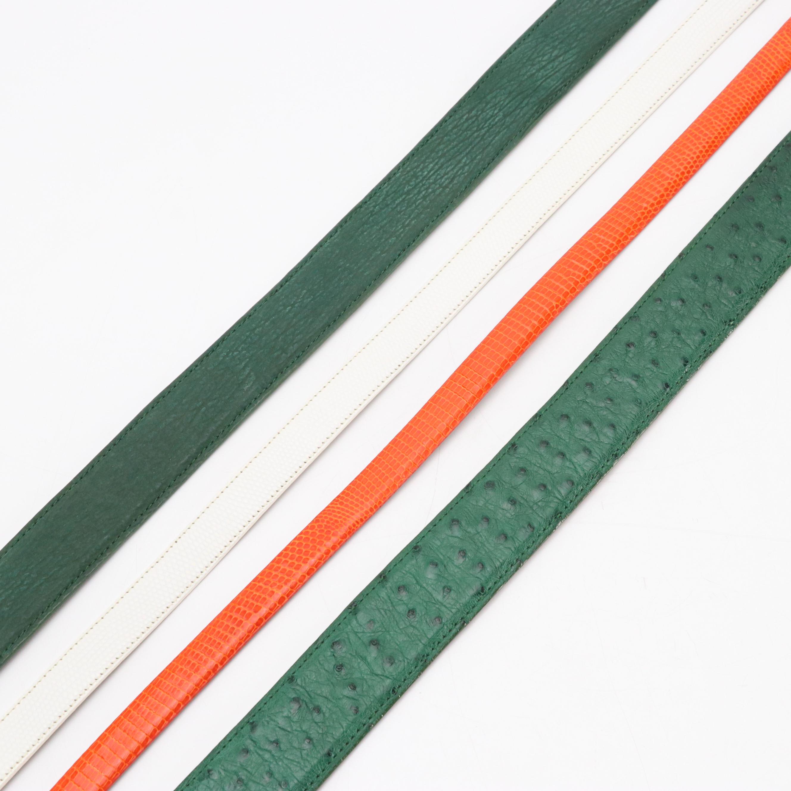 House of Fleming Green Ostrich Leather, Ralph Lauren Orange Lizard & Other Belts