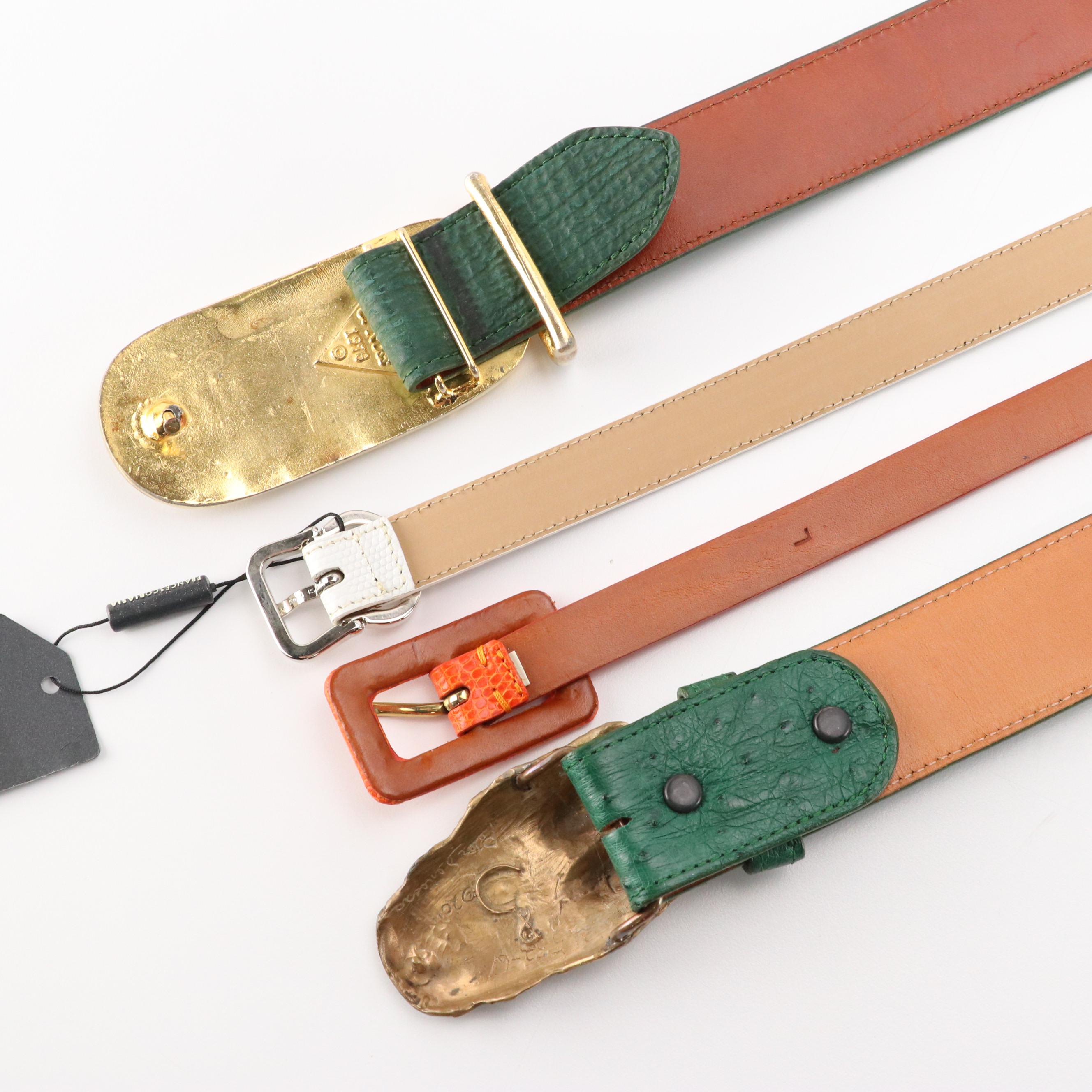 House of Fleming Green Ostrich Leather, Ralph Lauren Orange Lizard & Other Belts