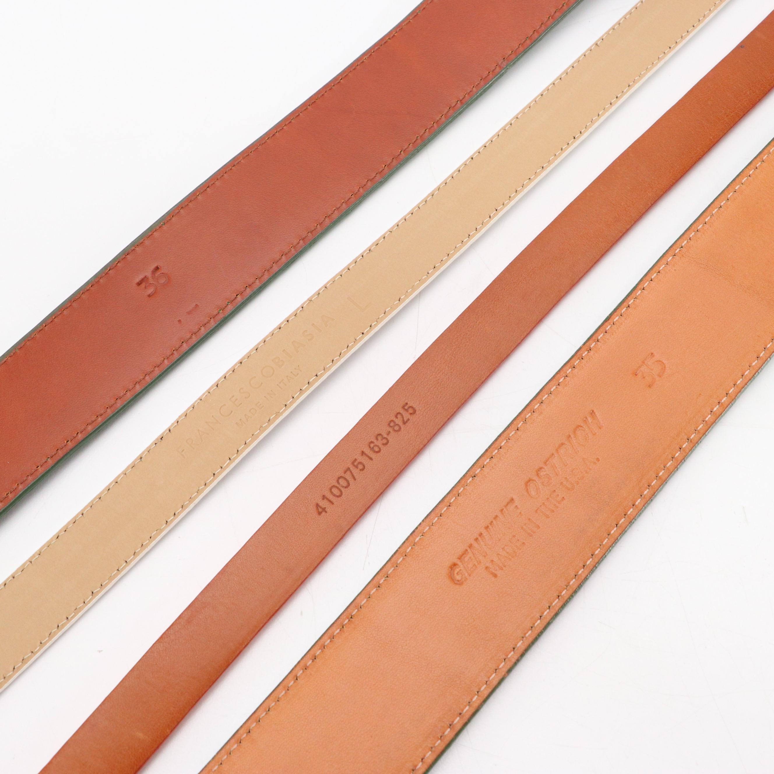 House of Fleming Green Ostrich Leather, Ralph Lauren Orange Lizard & Other Belts