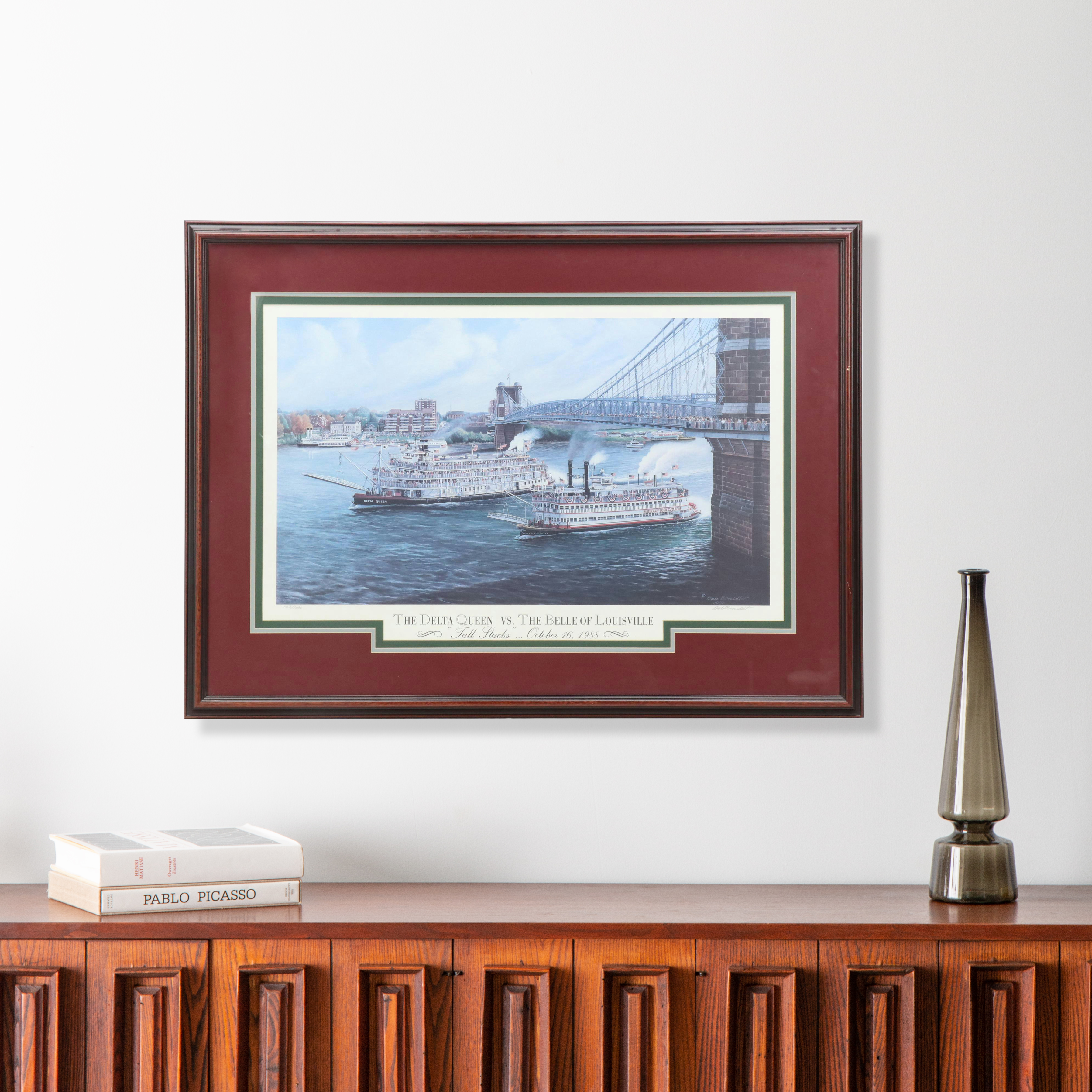 Dale Benedict Offset Lithograph "The Delta Queen vs. The Belle of Louisville"