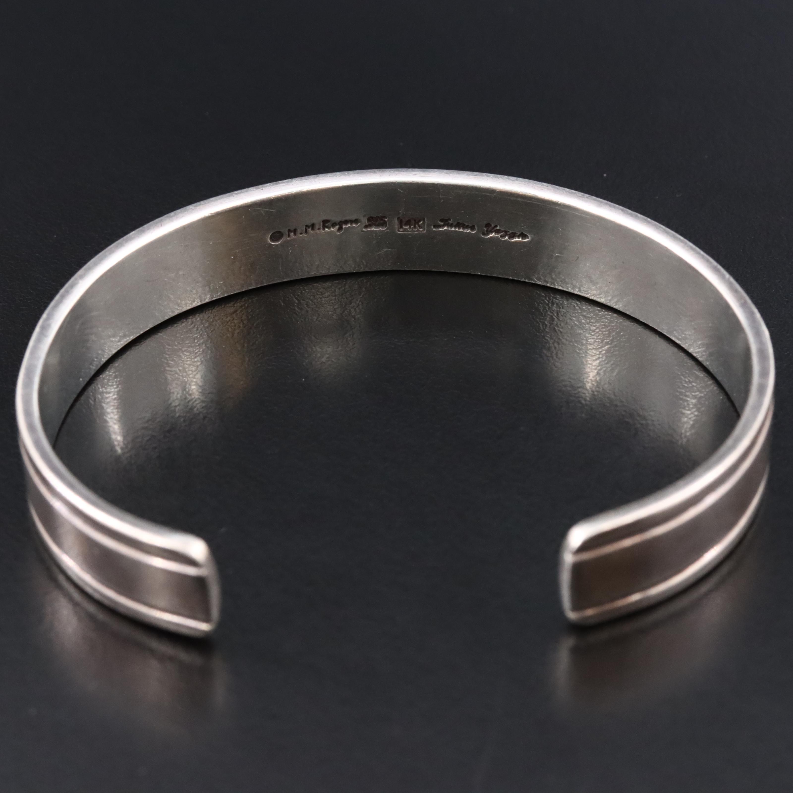 M.M. Rogers and Julius Yazzie Navajo Diné Sterling Cuff Bracelet with 14K