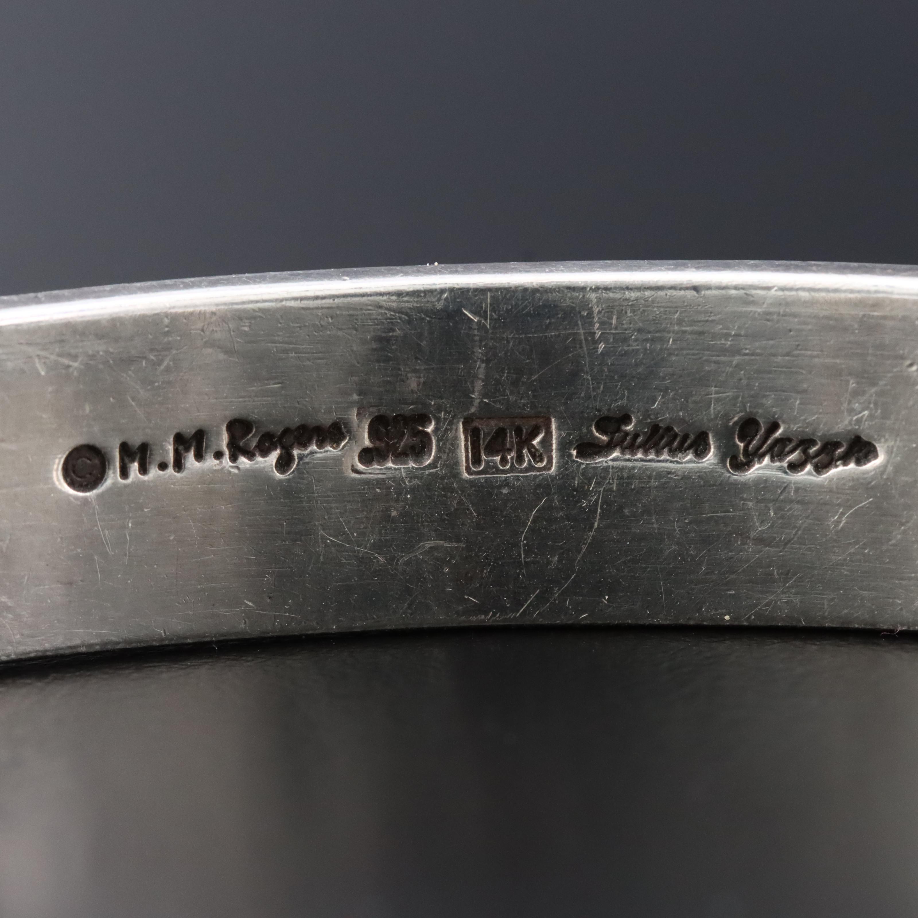 M.M. Rogers and Julius Yazzie Navajo Diné Sterling Cuff Bracelet with 14K