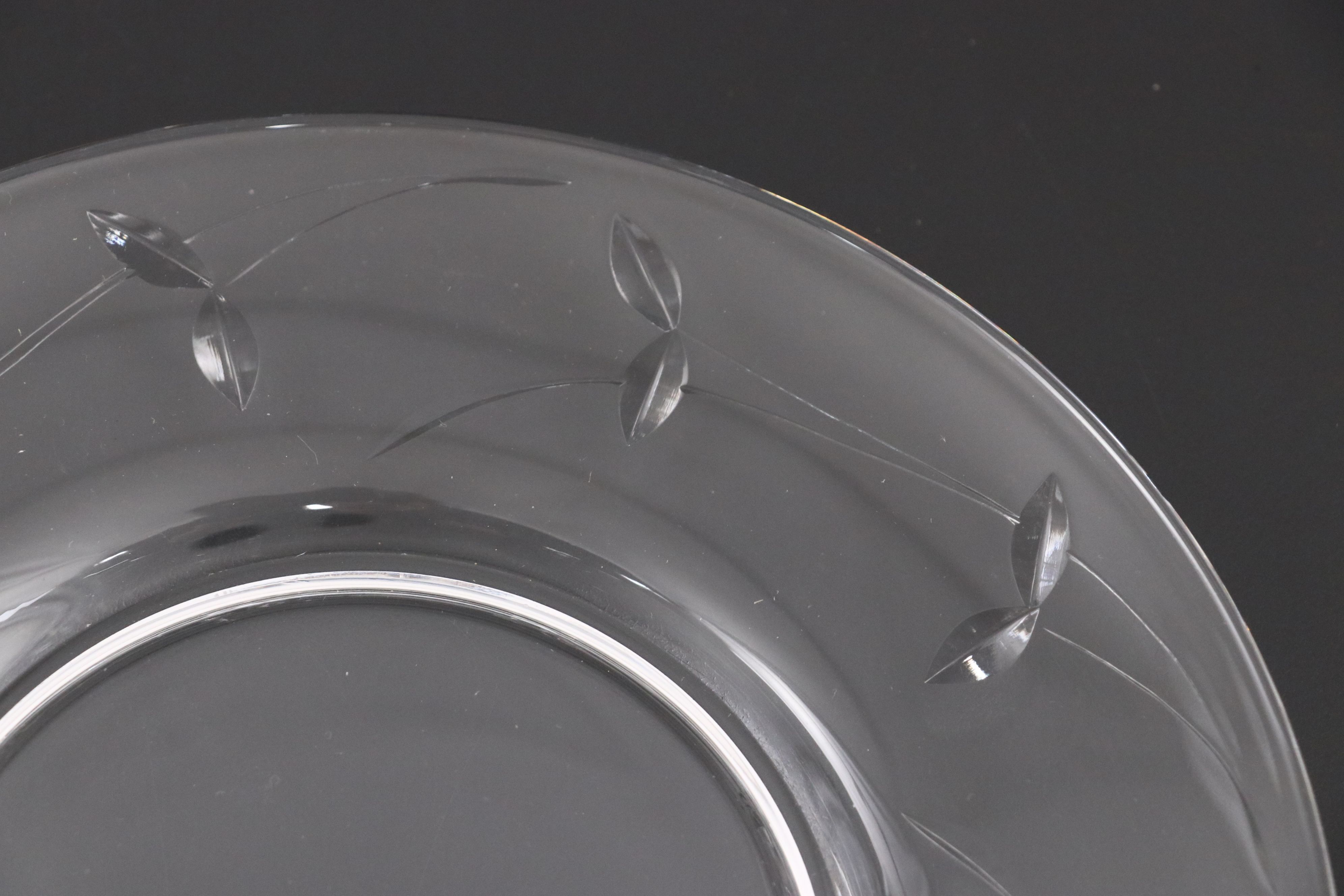 Vintage Etched Glass Plated and Goblets, Mid-20th Century