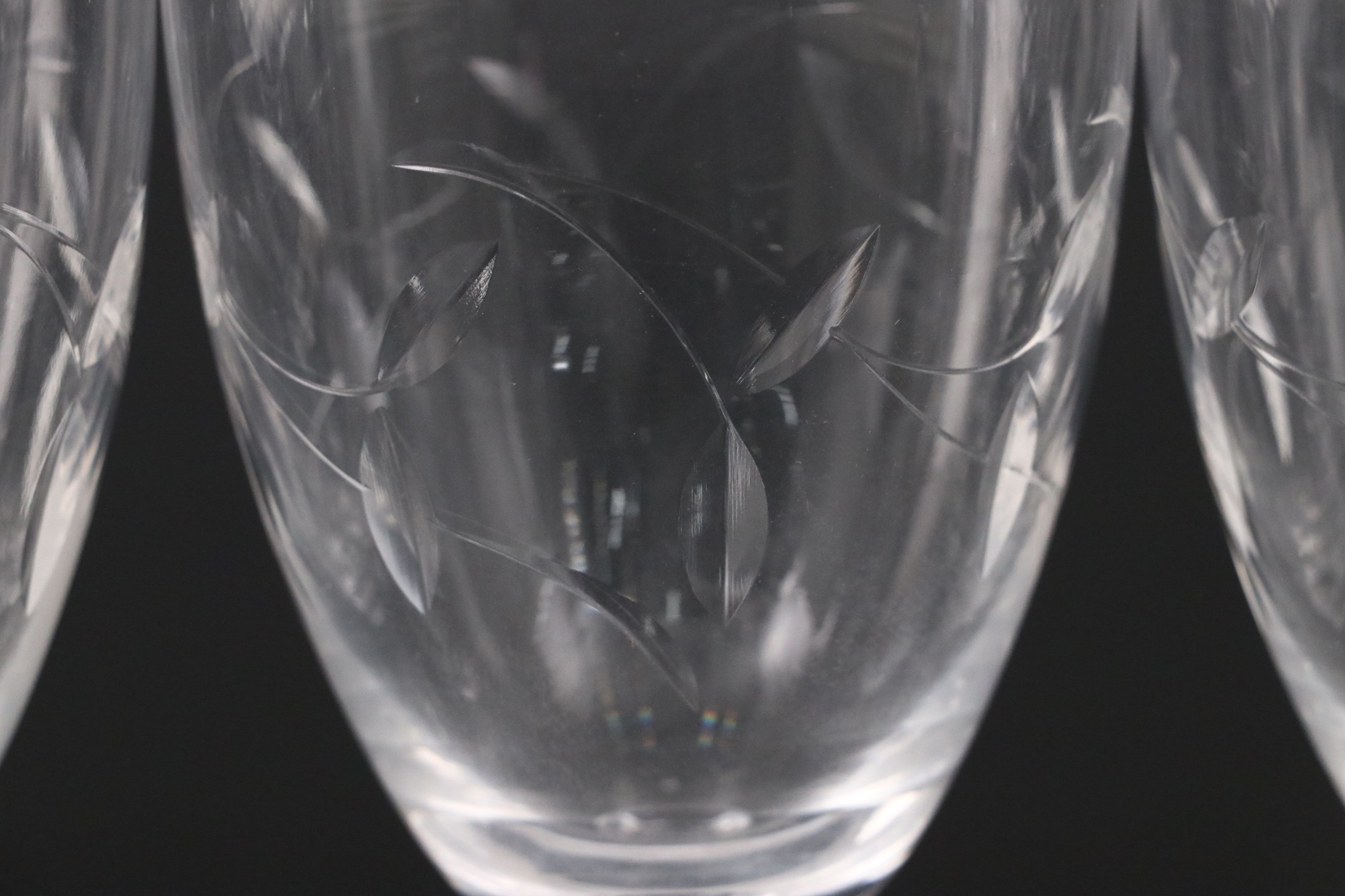 Vintage Etched Glass Plated and Goblets, Mid-20th Century