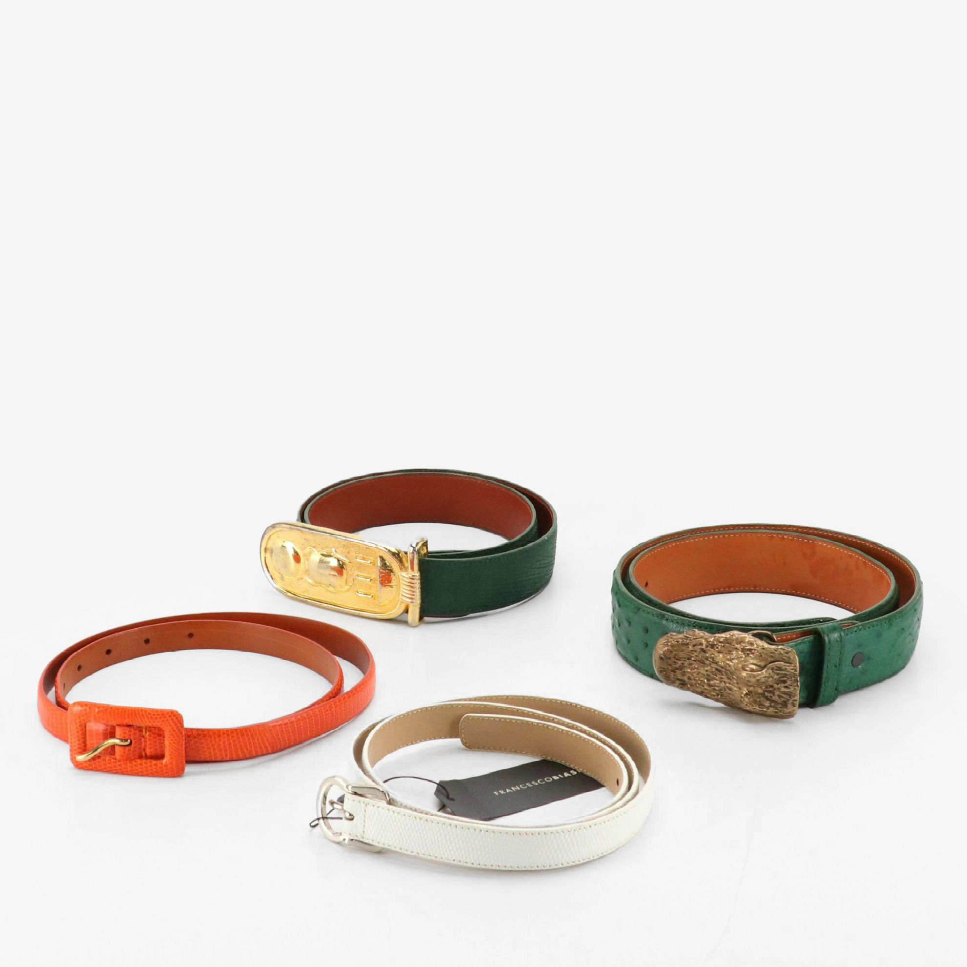 House of Fleming Green Ostrich Leather, Ralph Lauren Orange Lizard & Other Belts