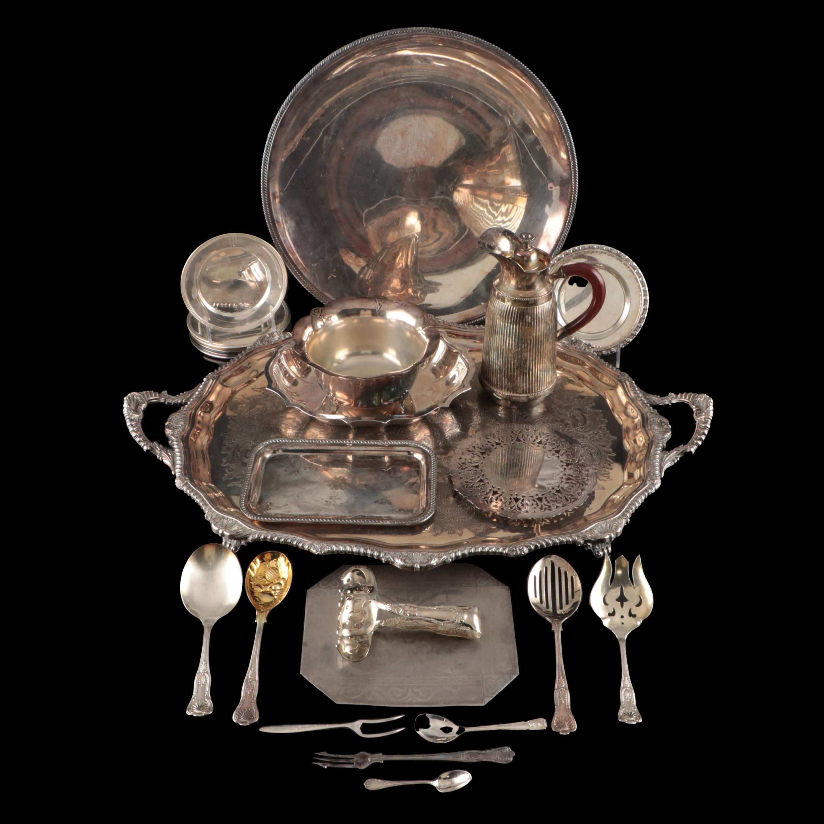 Gorham "Kings," International Silver Co. with Other Silver Plate Serving Pieces