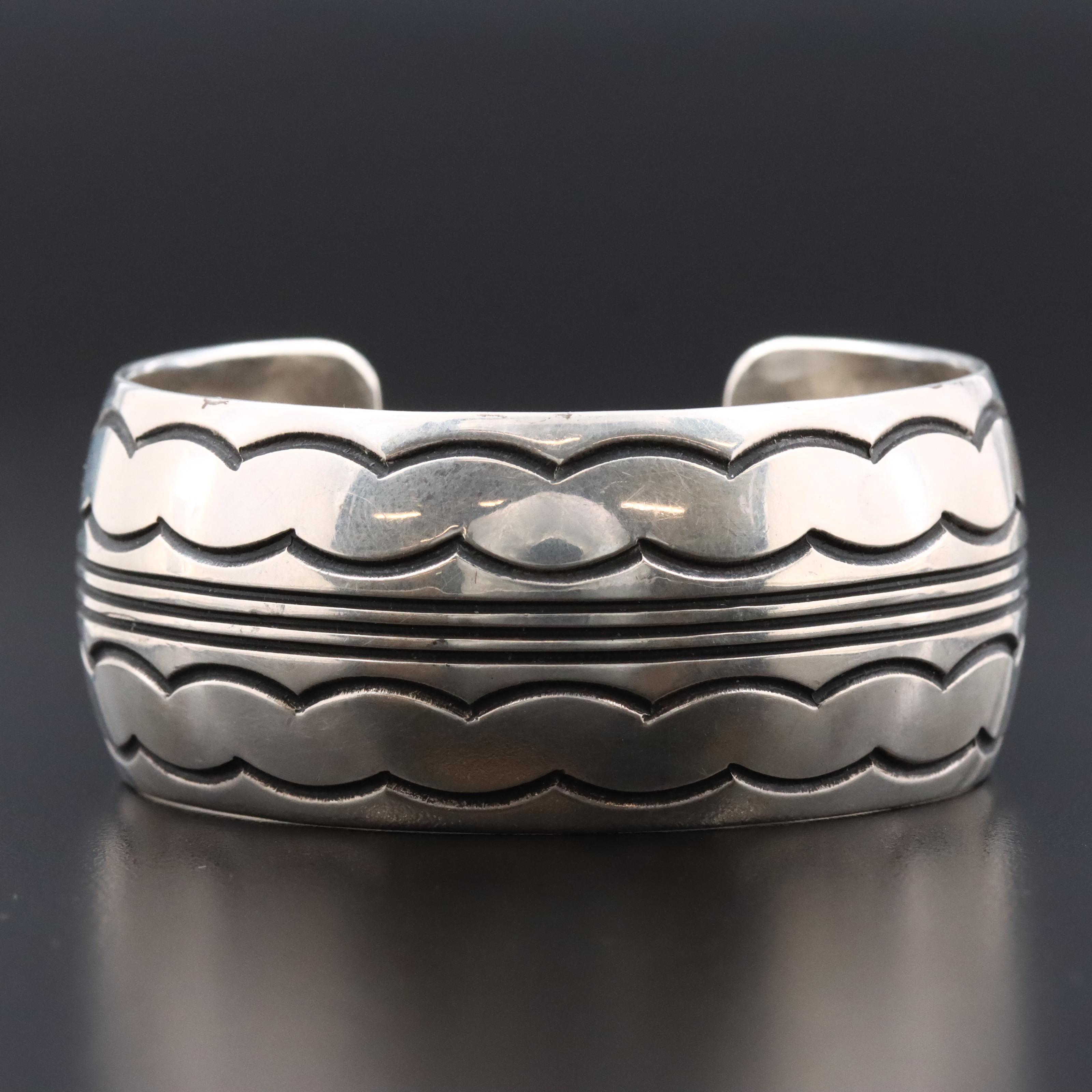 Arnold Blackgoat Navajo Diné Sterling Stampwork Cuff