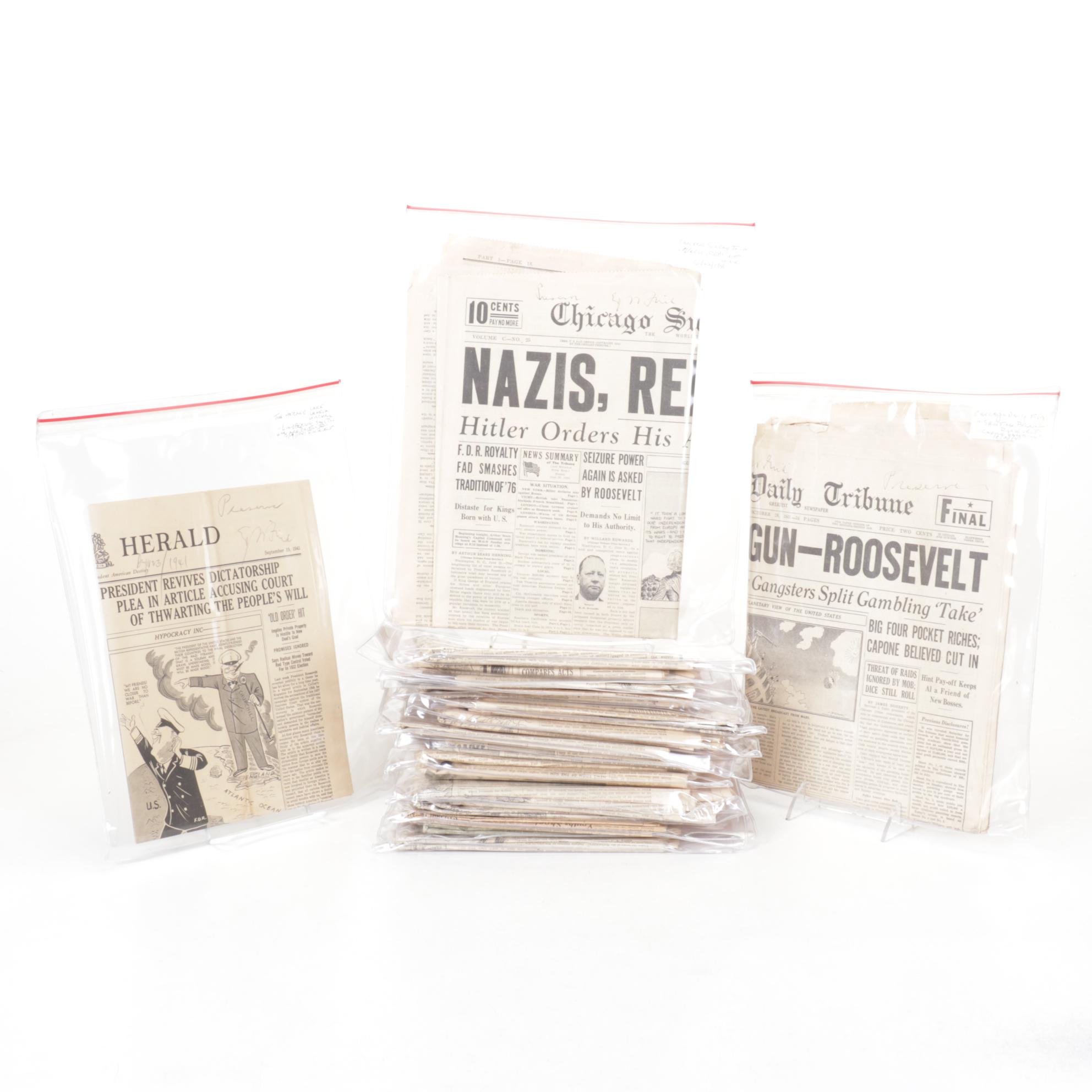 World War II Era Chicago Daily Tribune and Other Newspapers