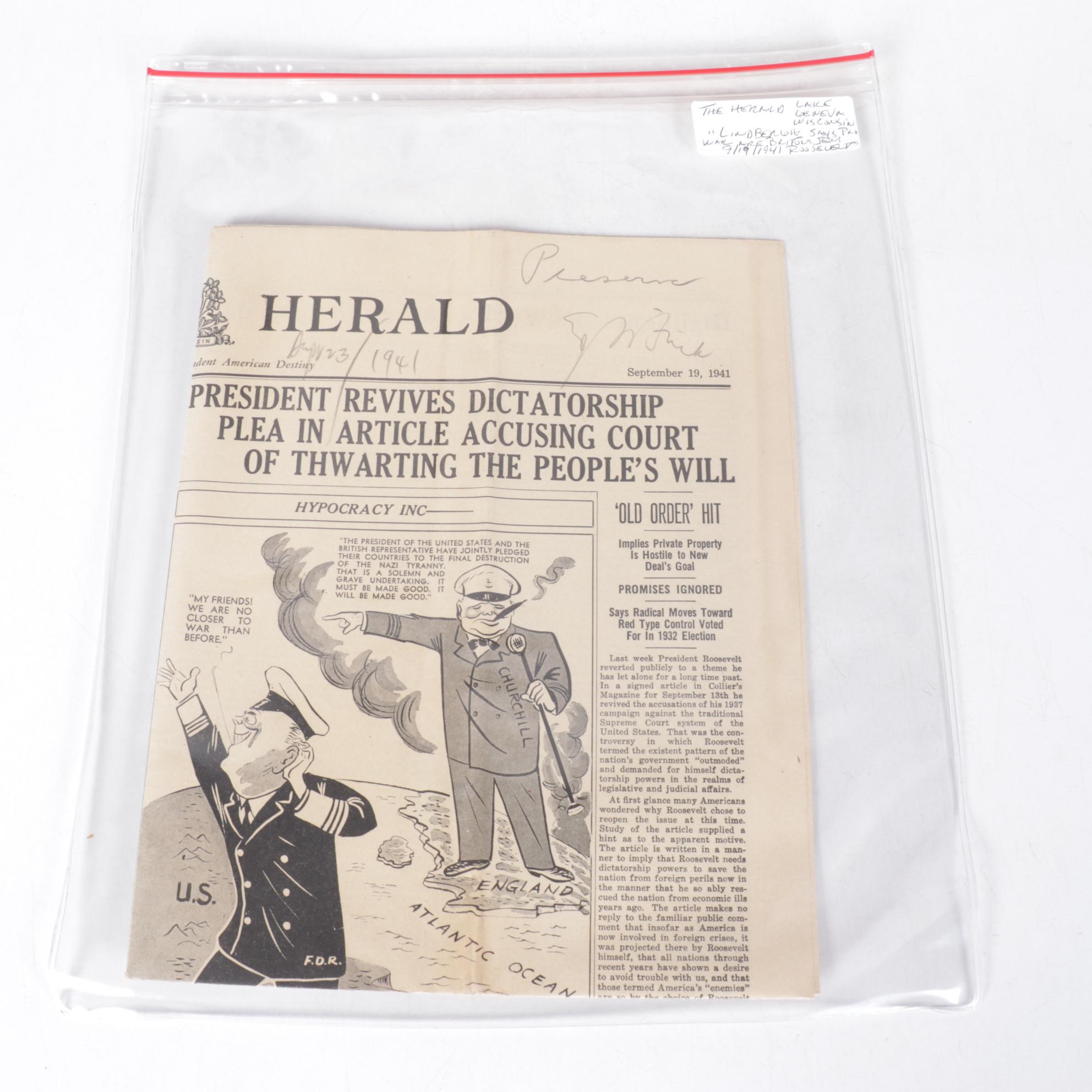 World War II Era Chicago Daily Tribune and Other Newspapers