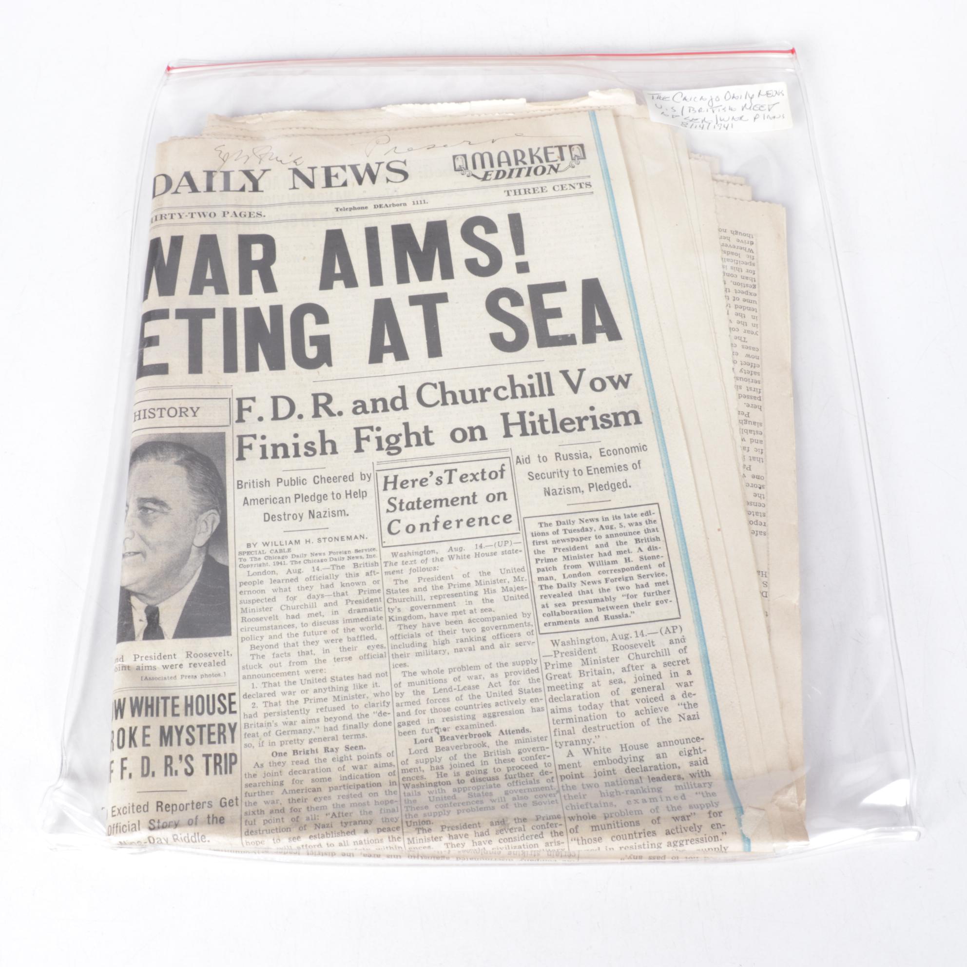 World War II Era Chicago Daily Tribune and Other Newspapers