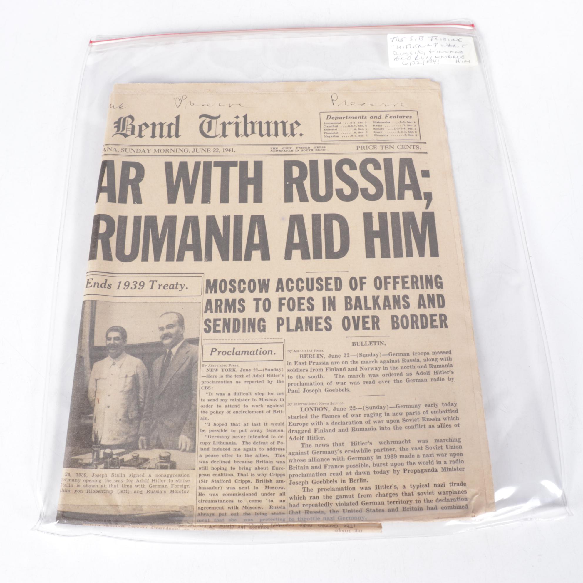 World War II Era Chicago Daily Tribune and Other Newspapers