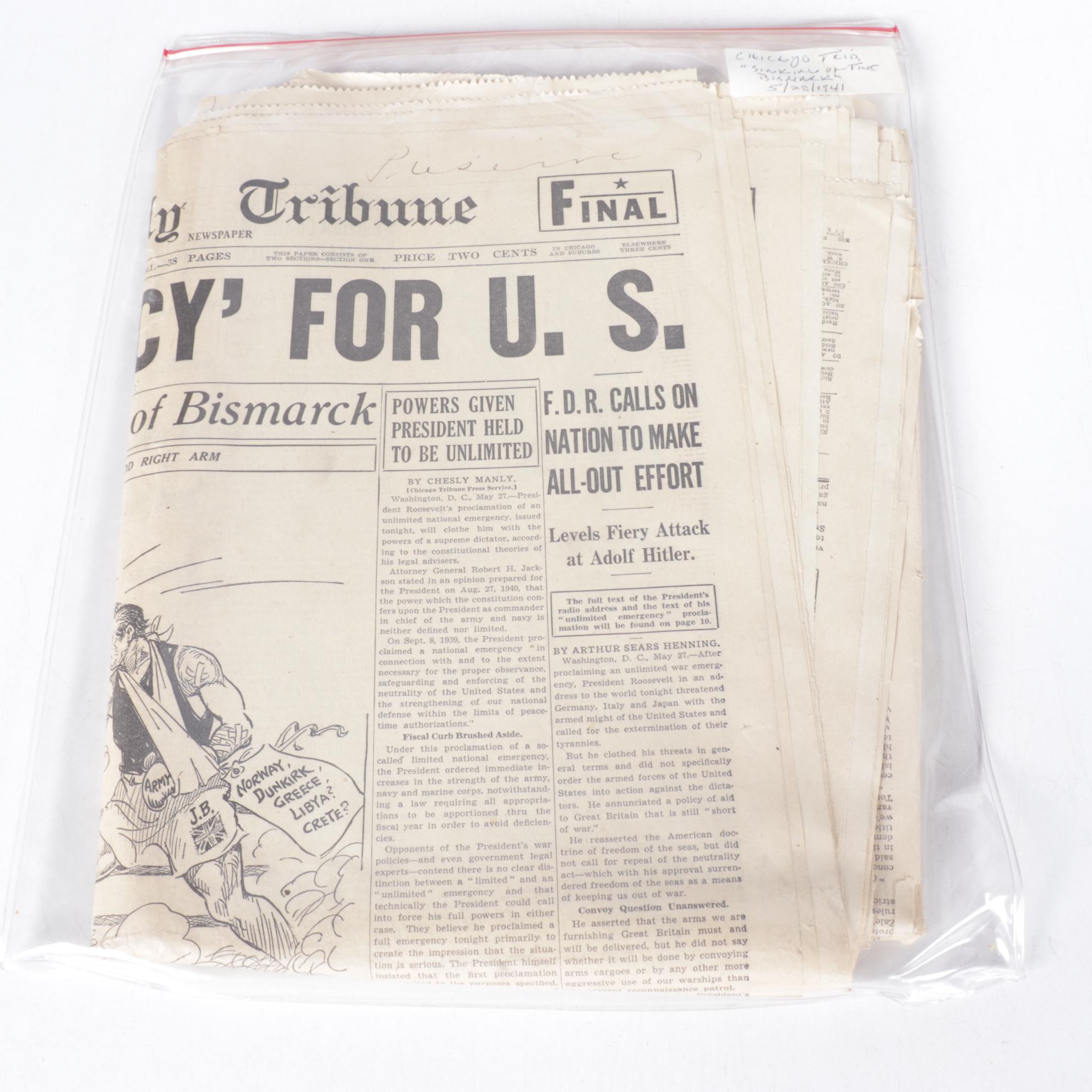 World War II Era Chicago Daily Tribune and Other Newspapers