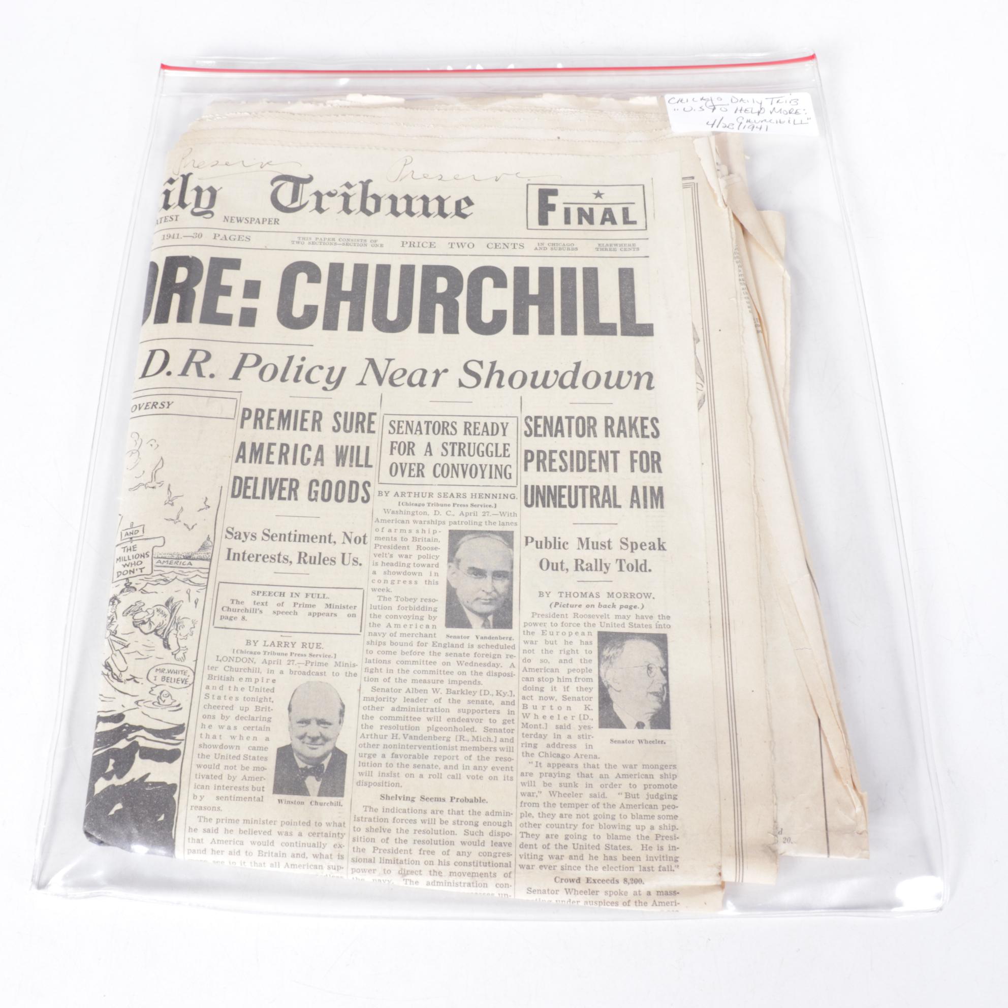 World War II Era Chicago Daily Tribune and Other Newspapers