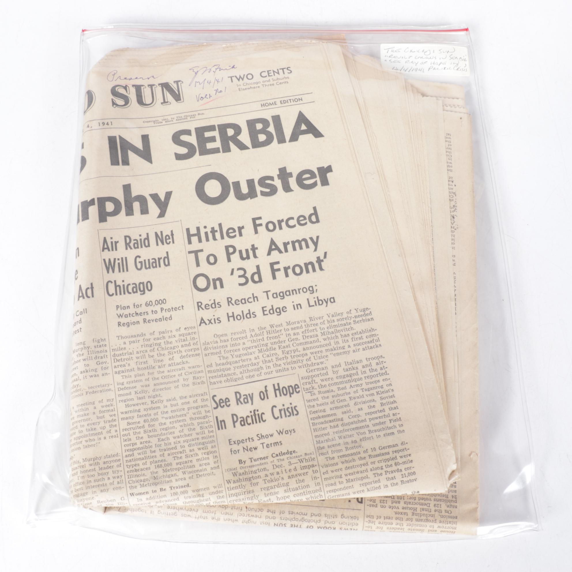 World War II Era Chicago Daily Tribune and Other Newspapers