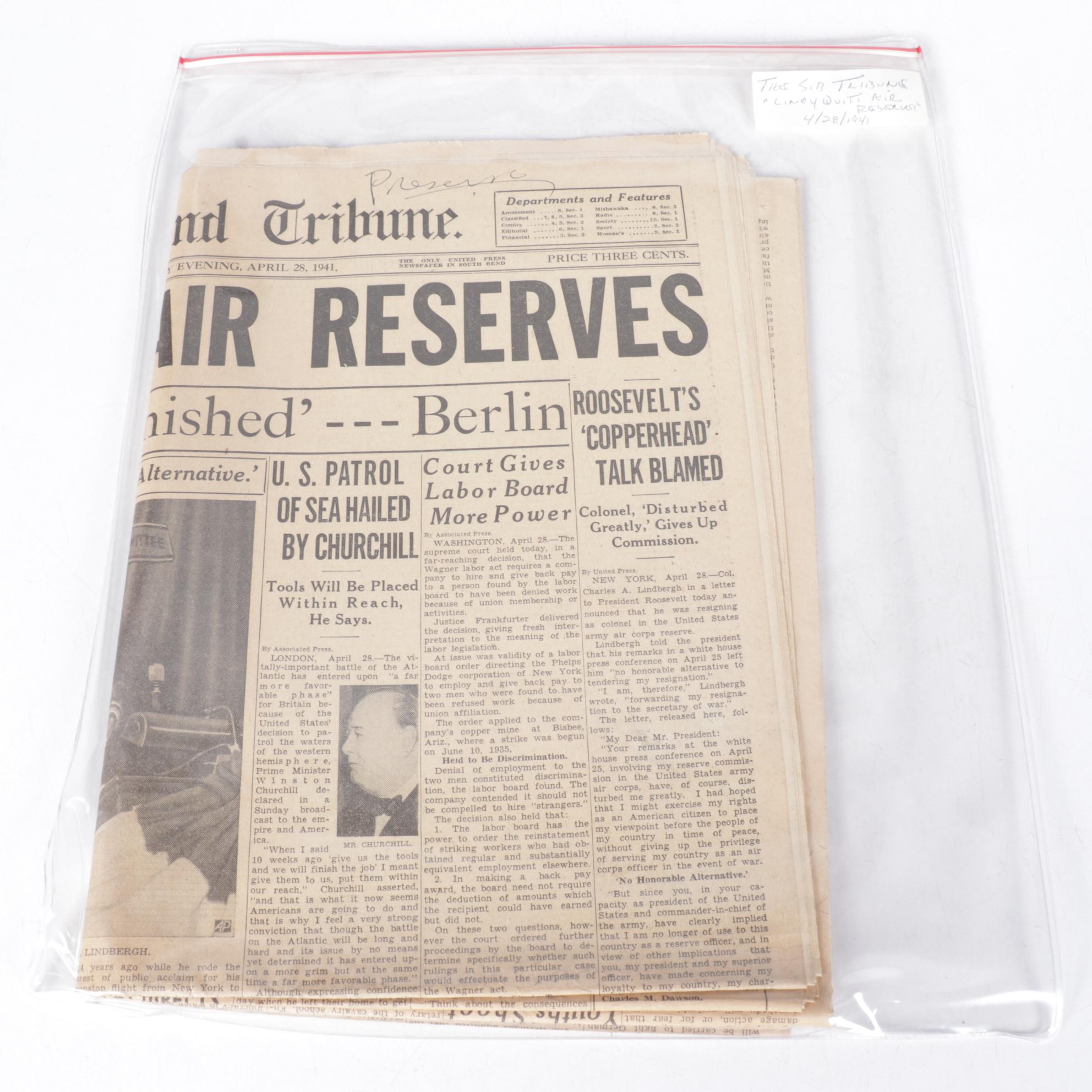 World War II Era Chicago Daily Tribune and Other Newspapers