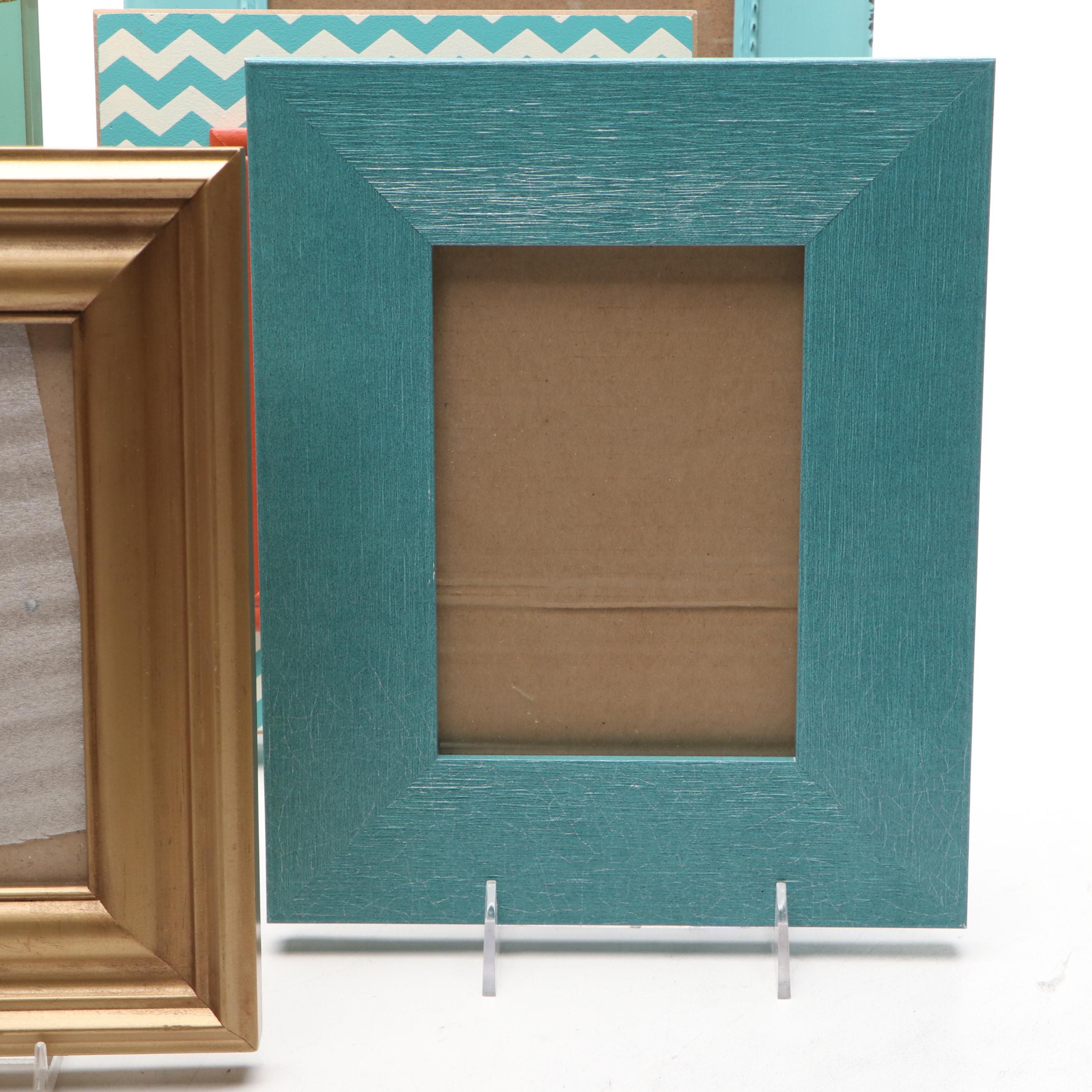 Contemporary Pink, Blue and Gold Finished Picture Frames