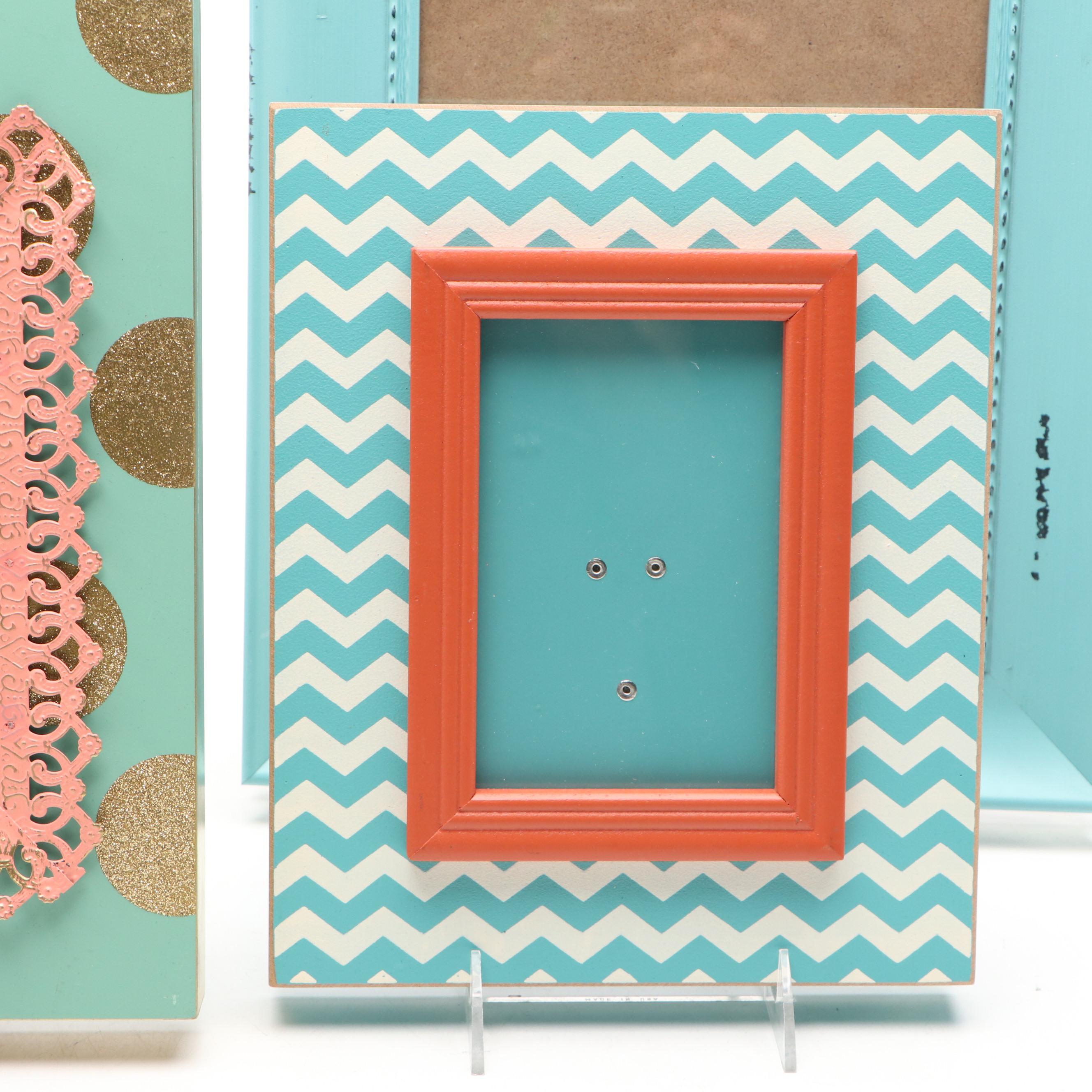 Contemporary Pink, Blue and Gold Finished Picture Frames