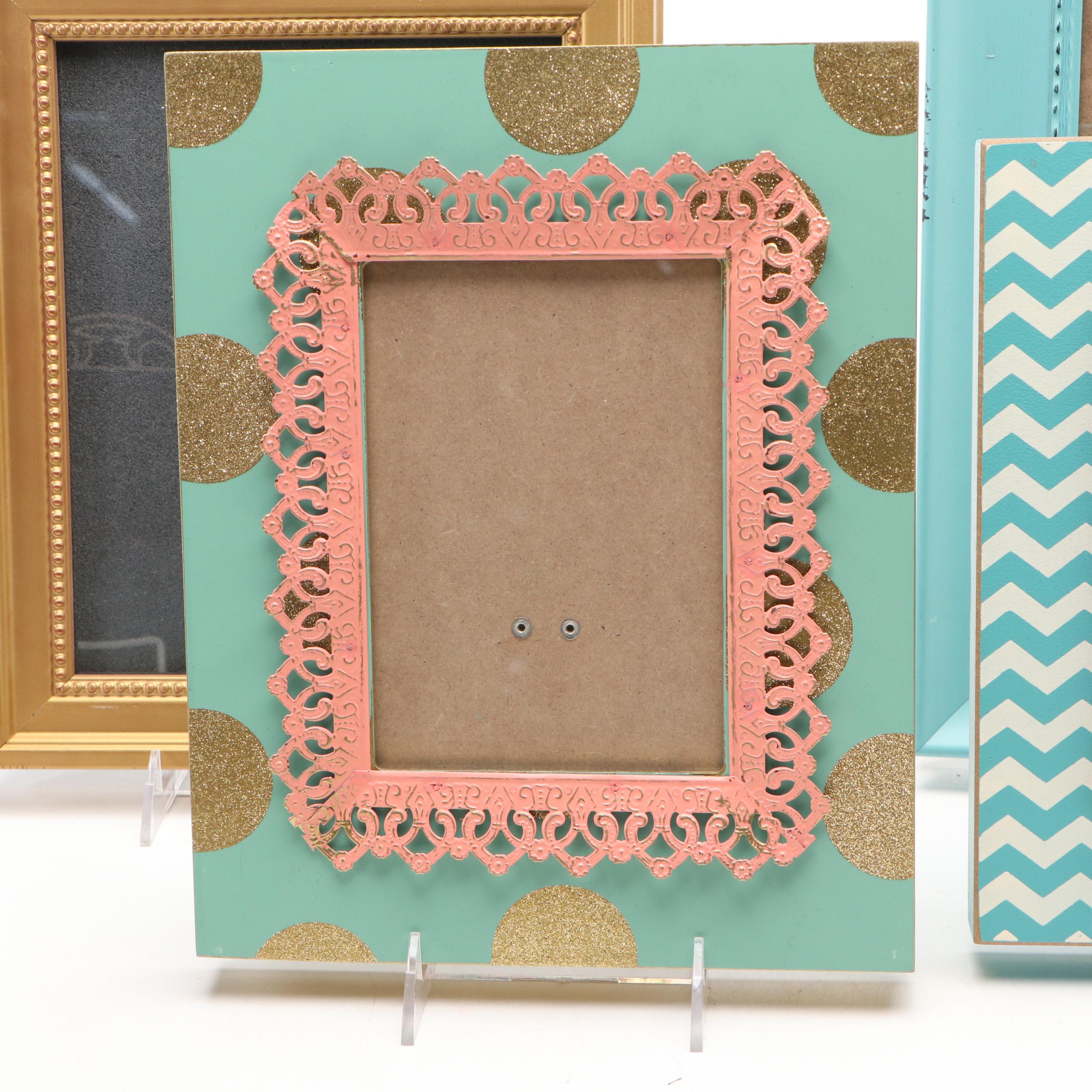 Contemporary Pink, Blue and Gold Finished Picture Frames