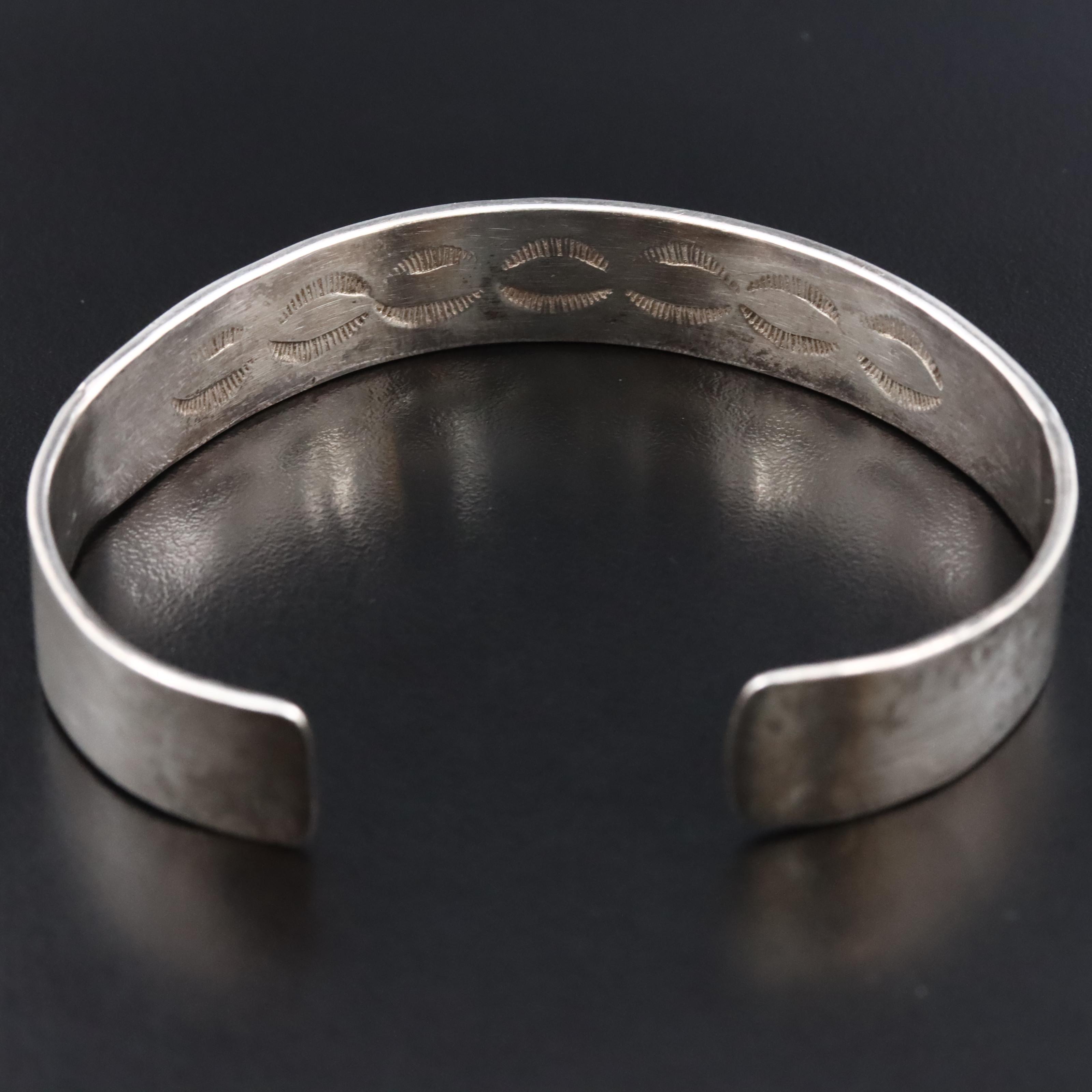 Darin Bill Navajo Diné Sterling Stampwork Cuff with Gold-Filled Accent