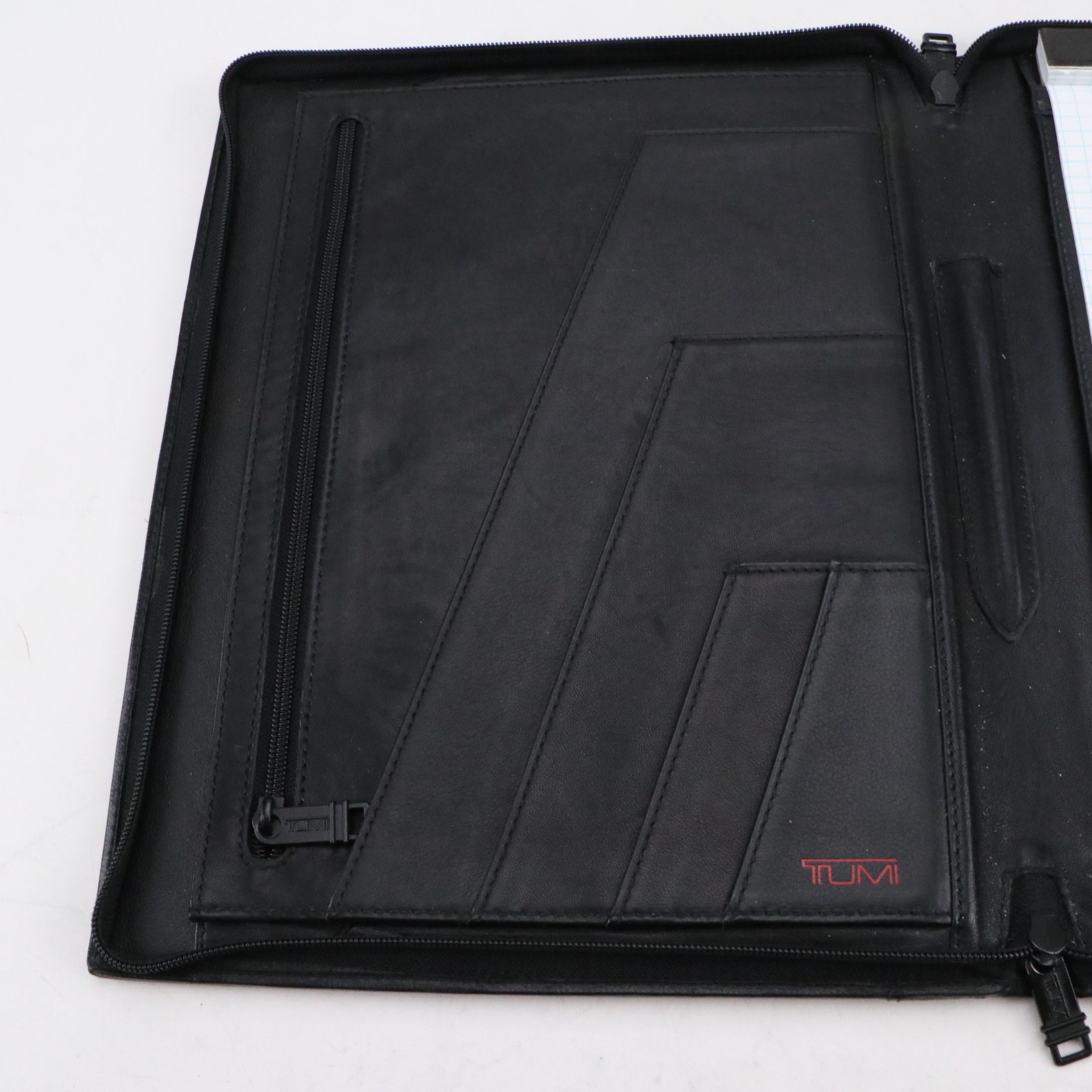 Tumi Leather Folio, with Planner and More Desk Accessories, Pens
