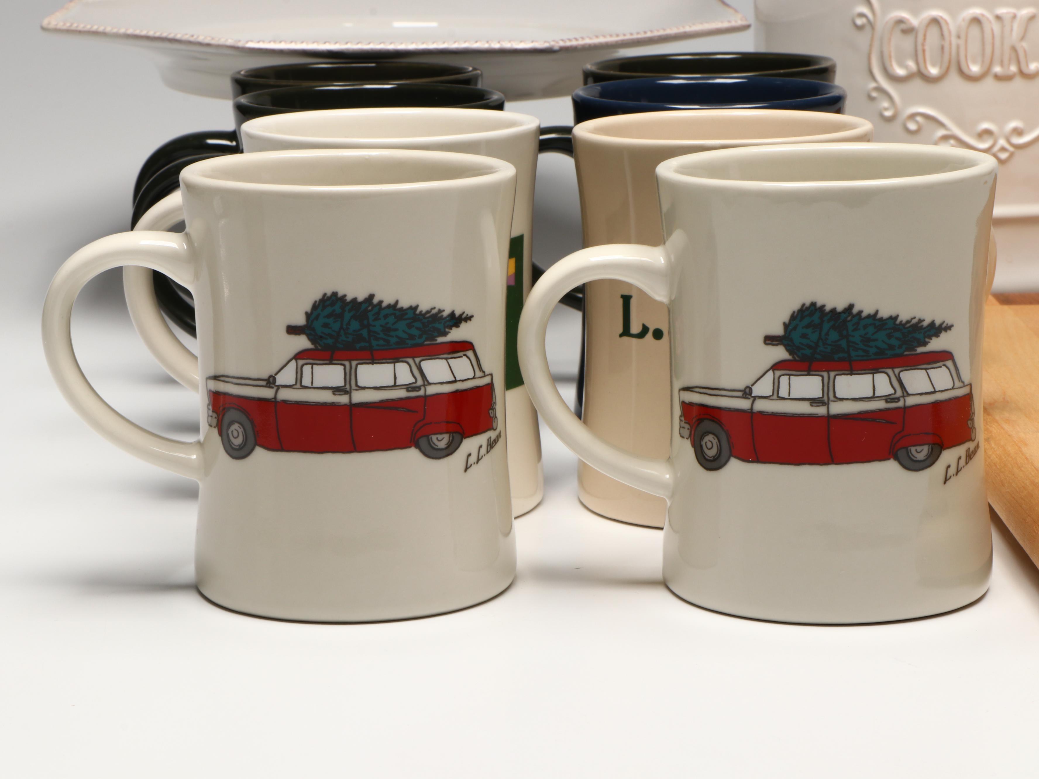 L.L. Bean Mugs with Cake Stand and Other Kitchenware