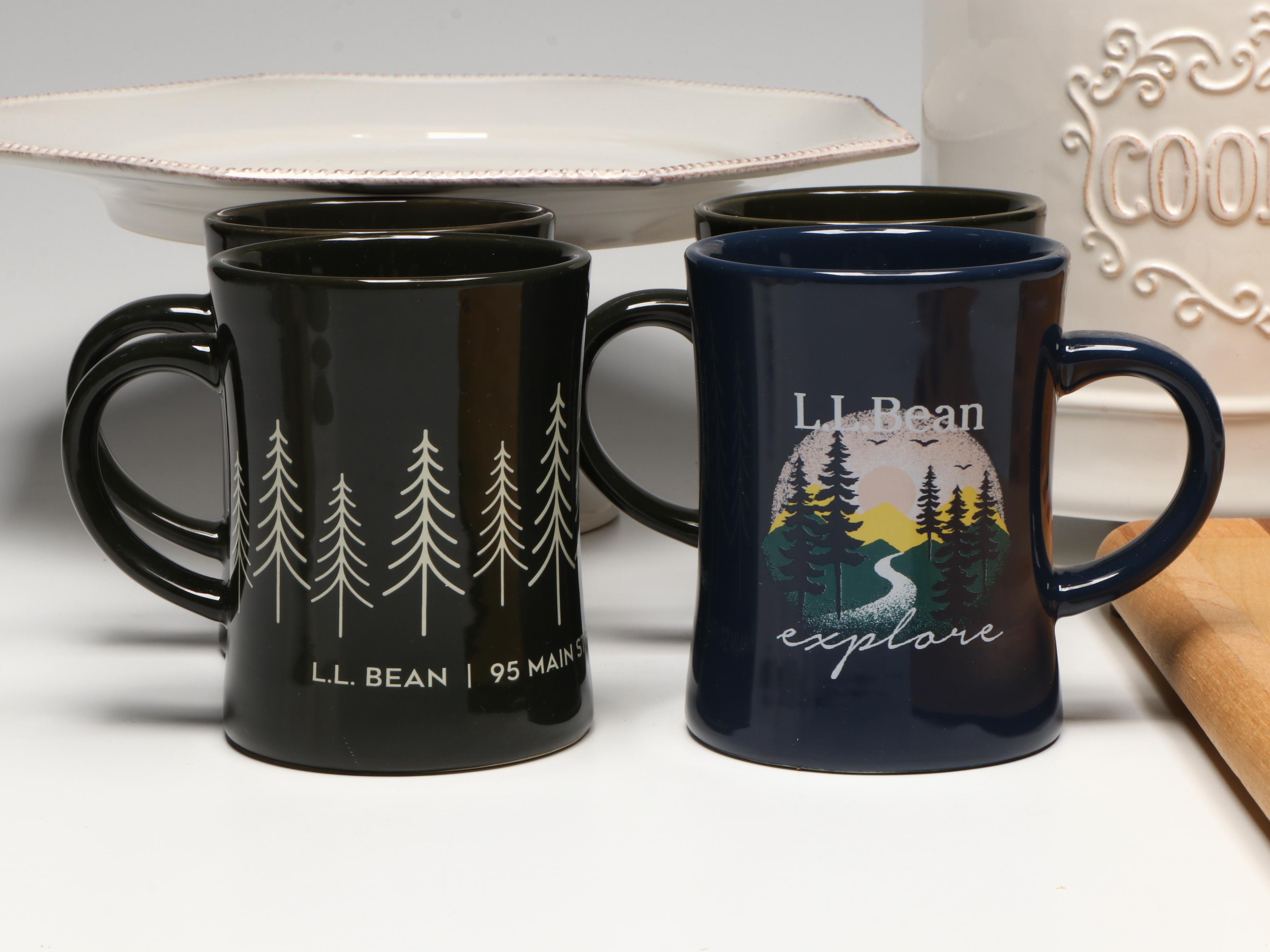 L.L. Bean Mugs with Cake Stand and Other Kitchenware