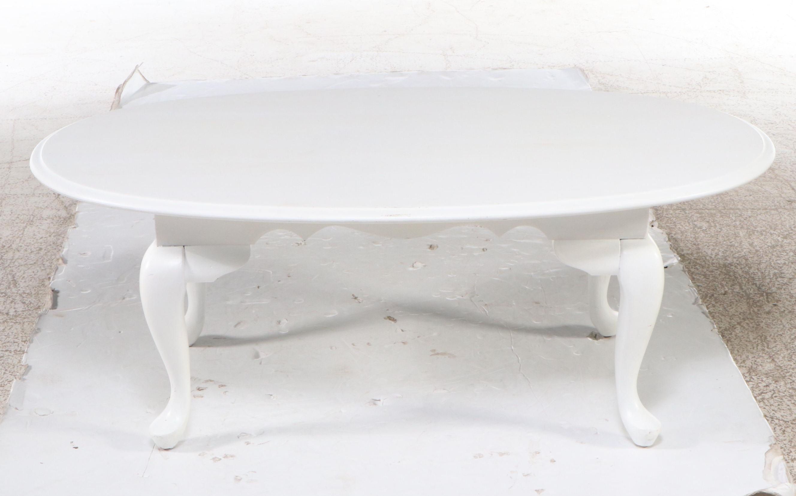 Queen Anne Style White-Painted Wood Coffee Table