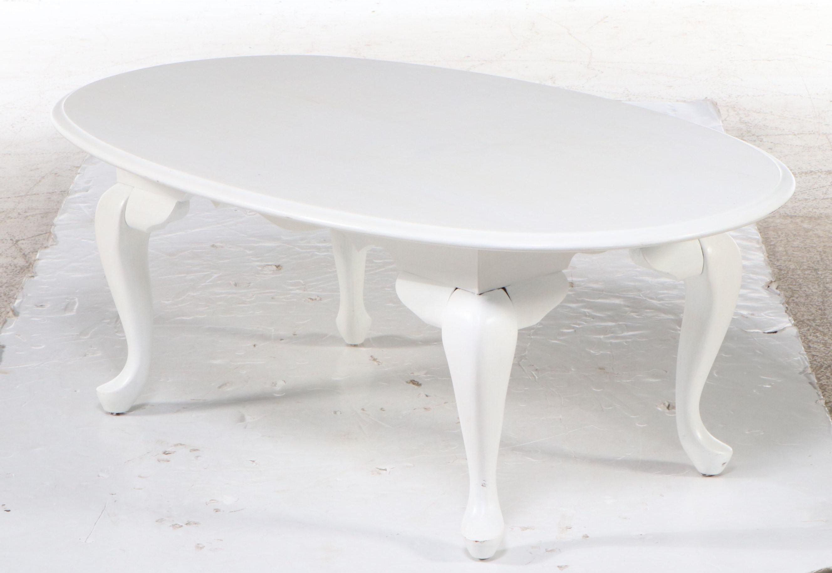 Queen Anne Style White-Painted Wood Coffee Table