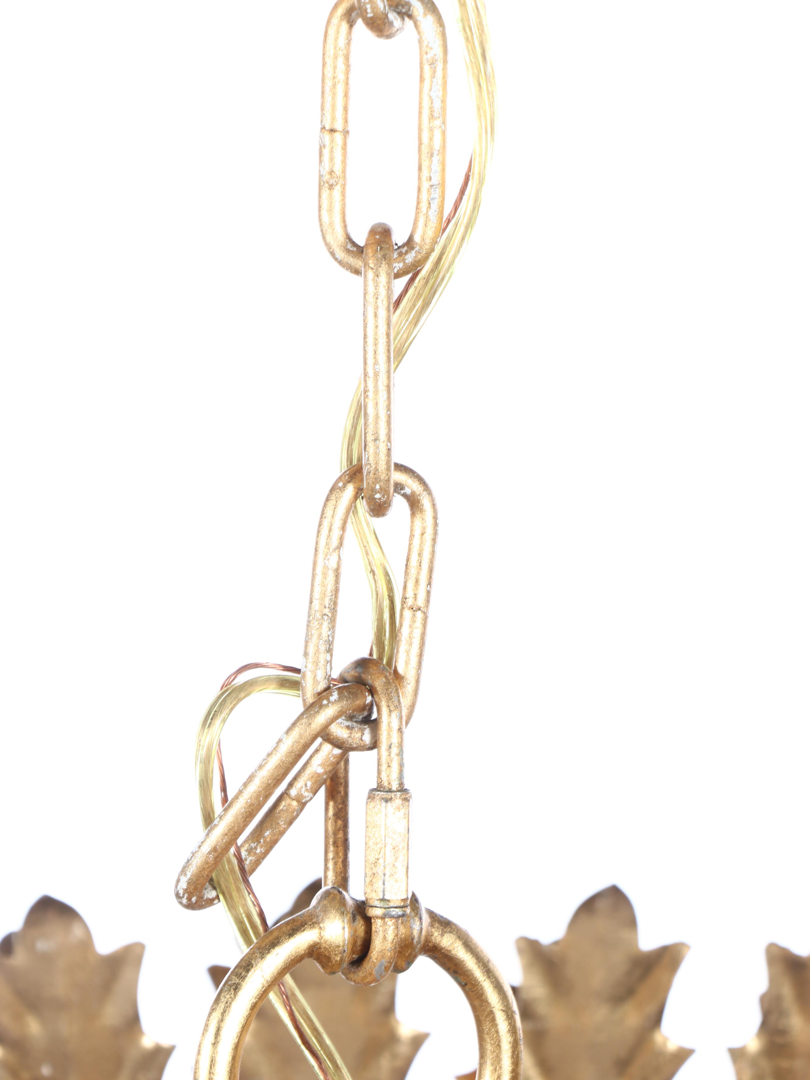 Visual Comfort Gilt Leaf Chandelier