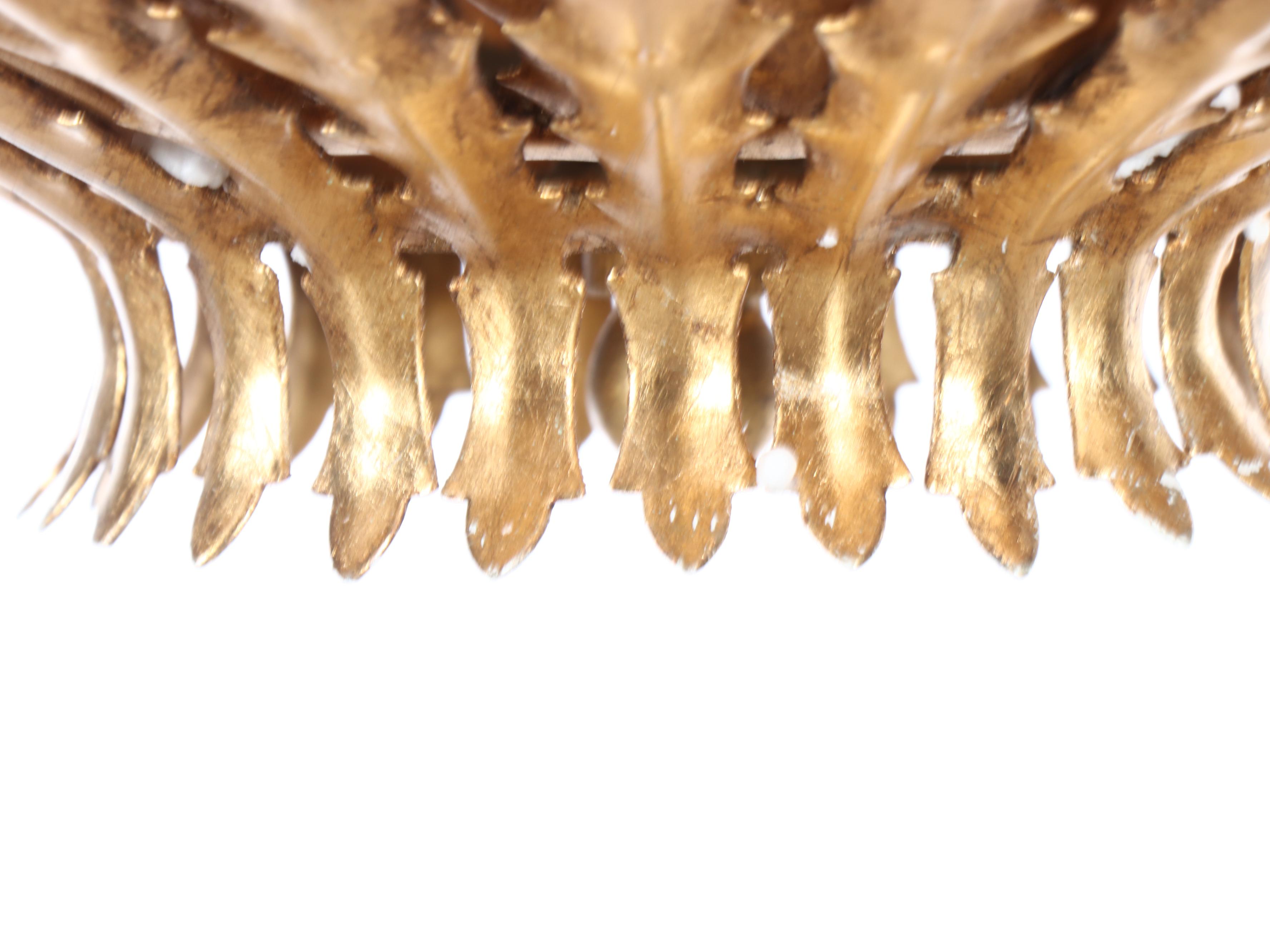 Visual Comfort Gilt Leaf Chandelier