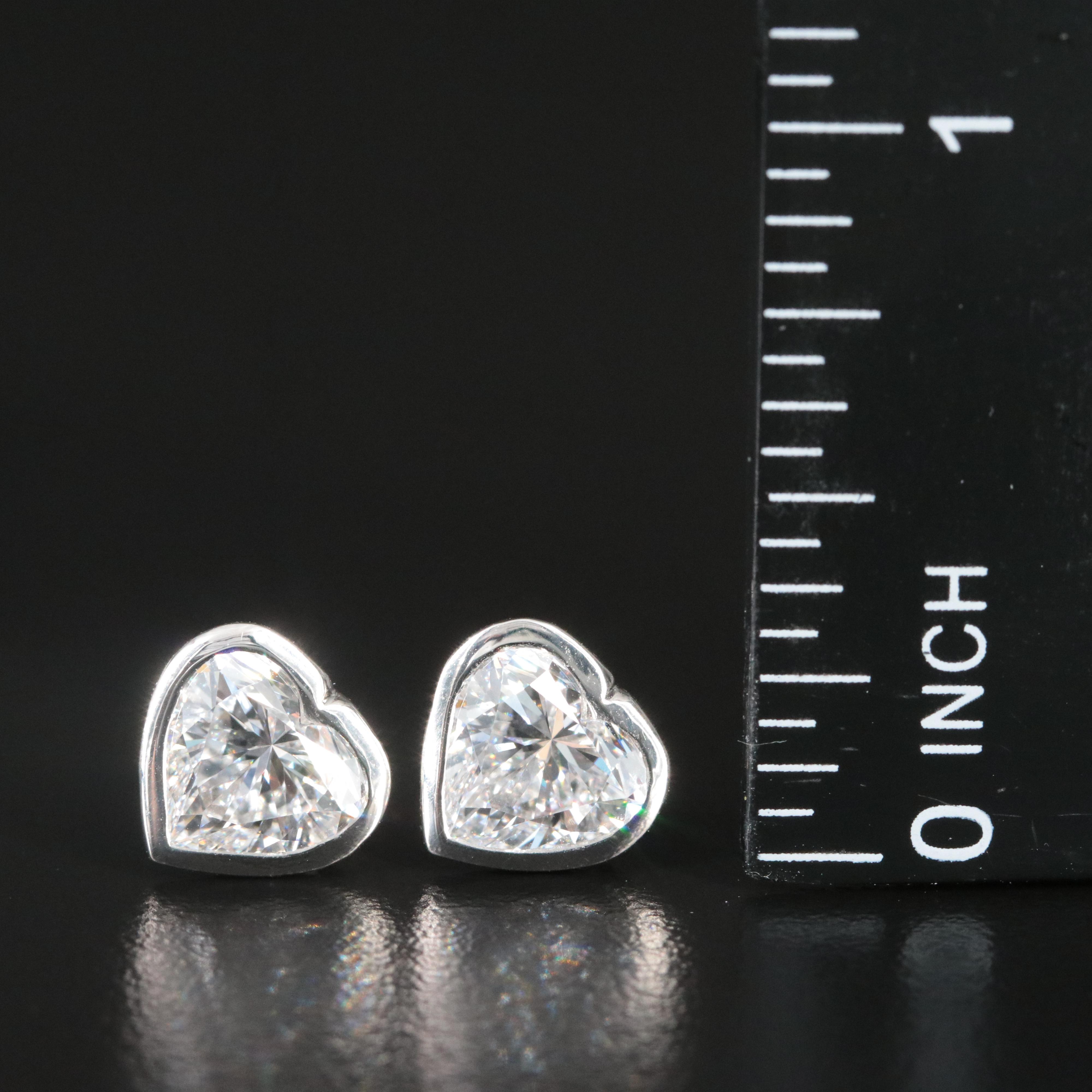 Platinum 3.09 CTW Lab Grown Diamond Heart Stud Earrings with IGI Reports