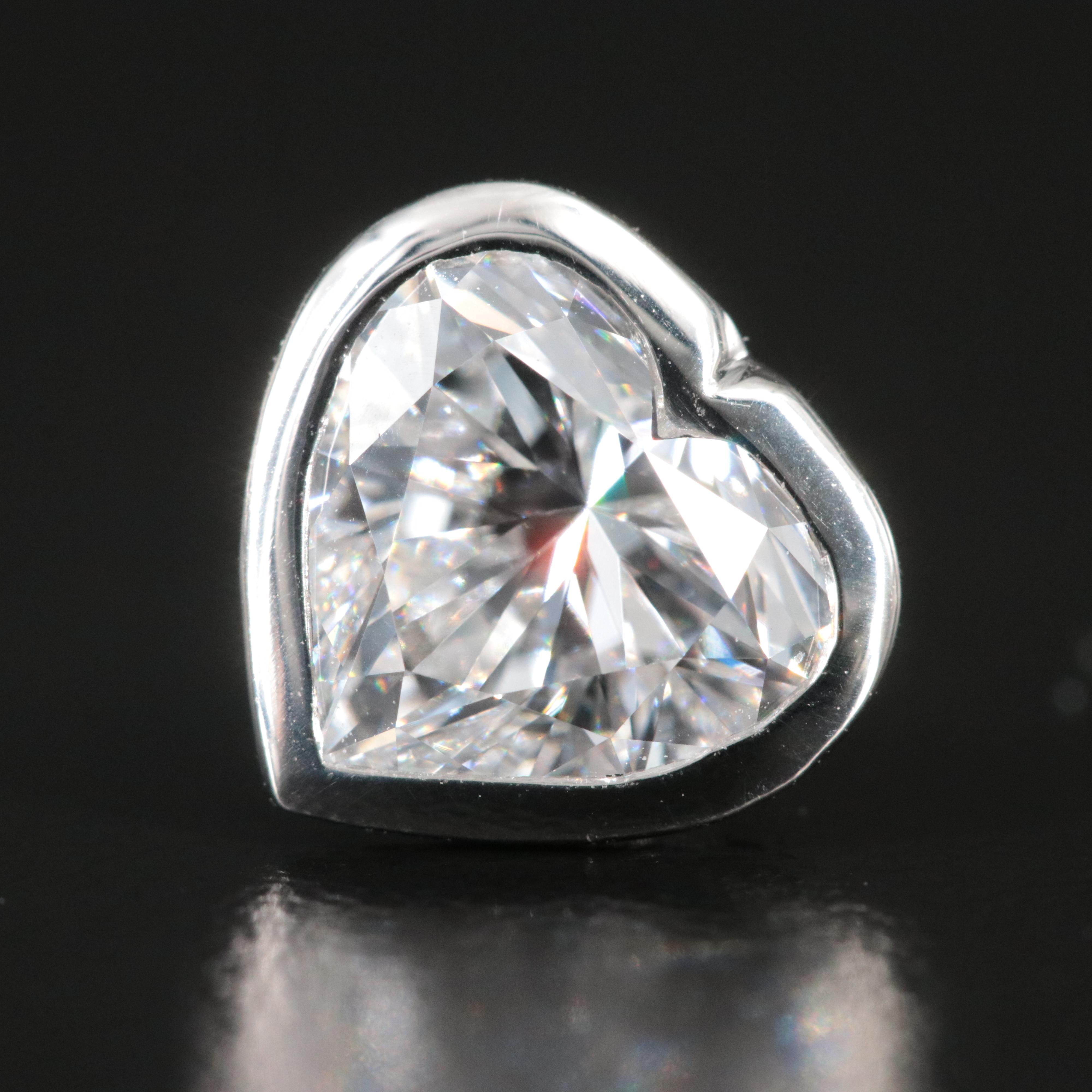 Platinum 3.09 CTW Lab Grown Diamond Heart Stud Earrings with IGI Reports