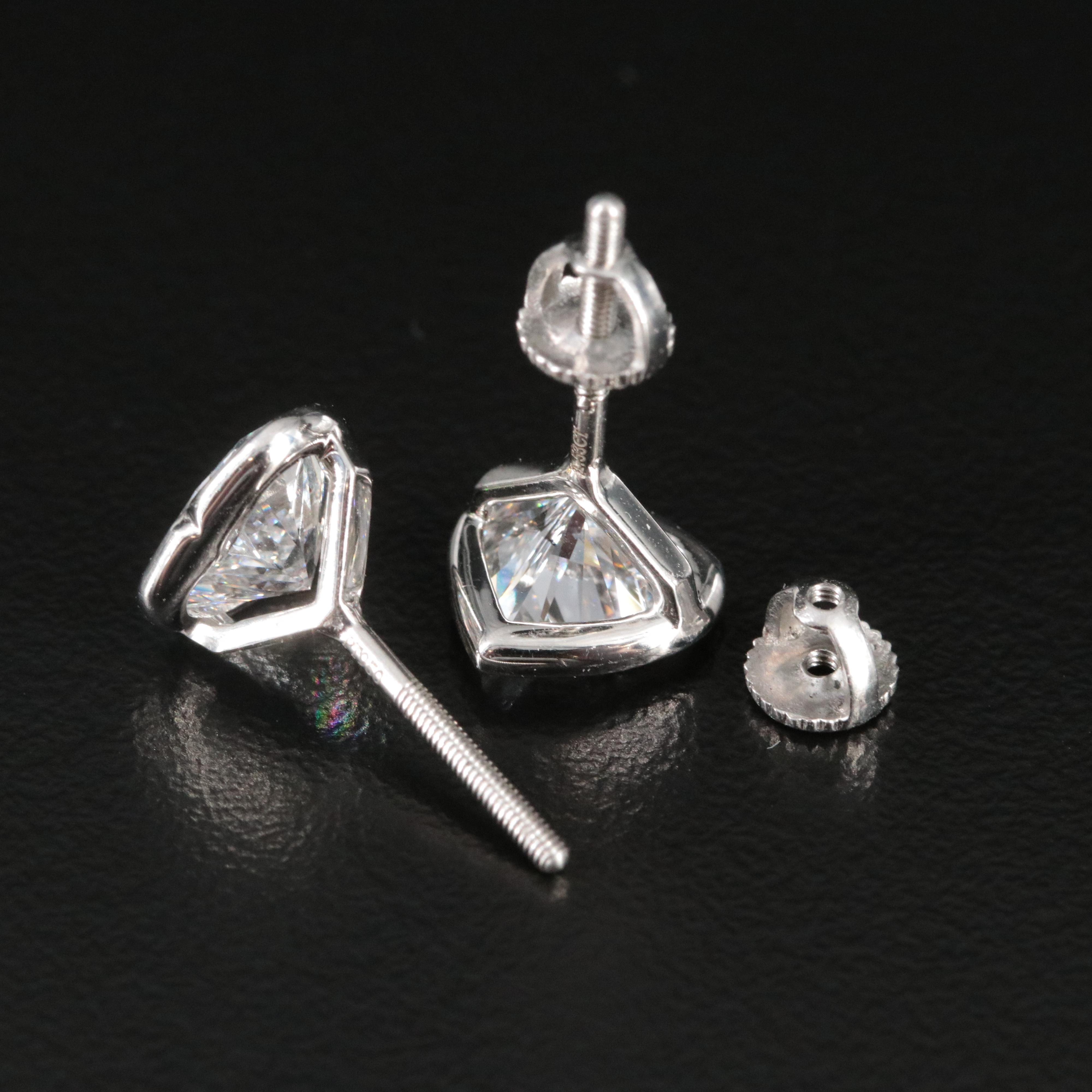Platinum 3.09 CTW Lab Grown Diamond Heart Stud Earrings with IGI Reports
