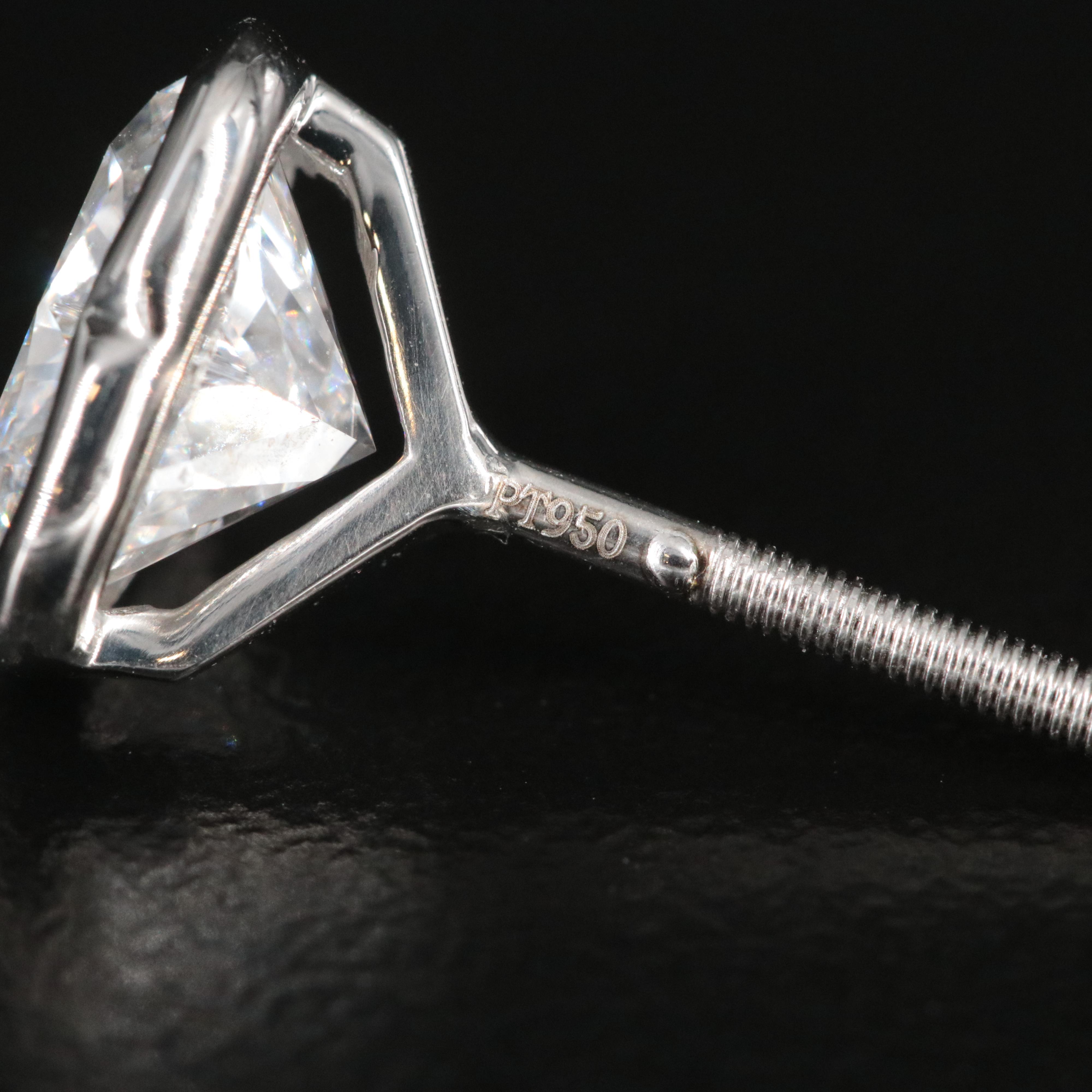 Platinum 3.09 CTW Lab Grown Diamond Heart Stud Earrings with IGI Reports