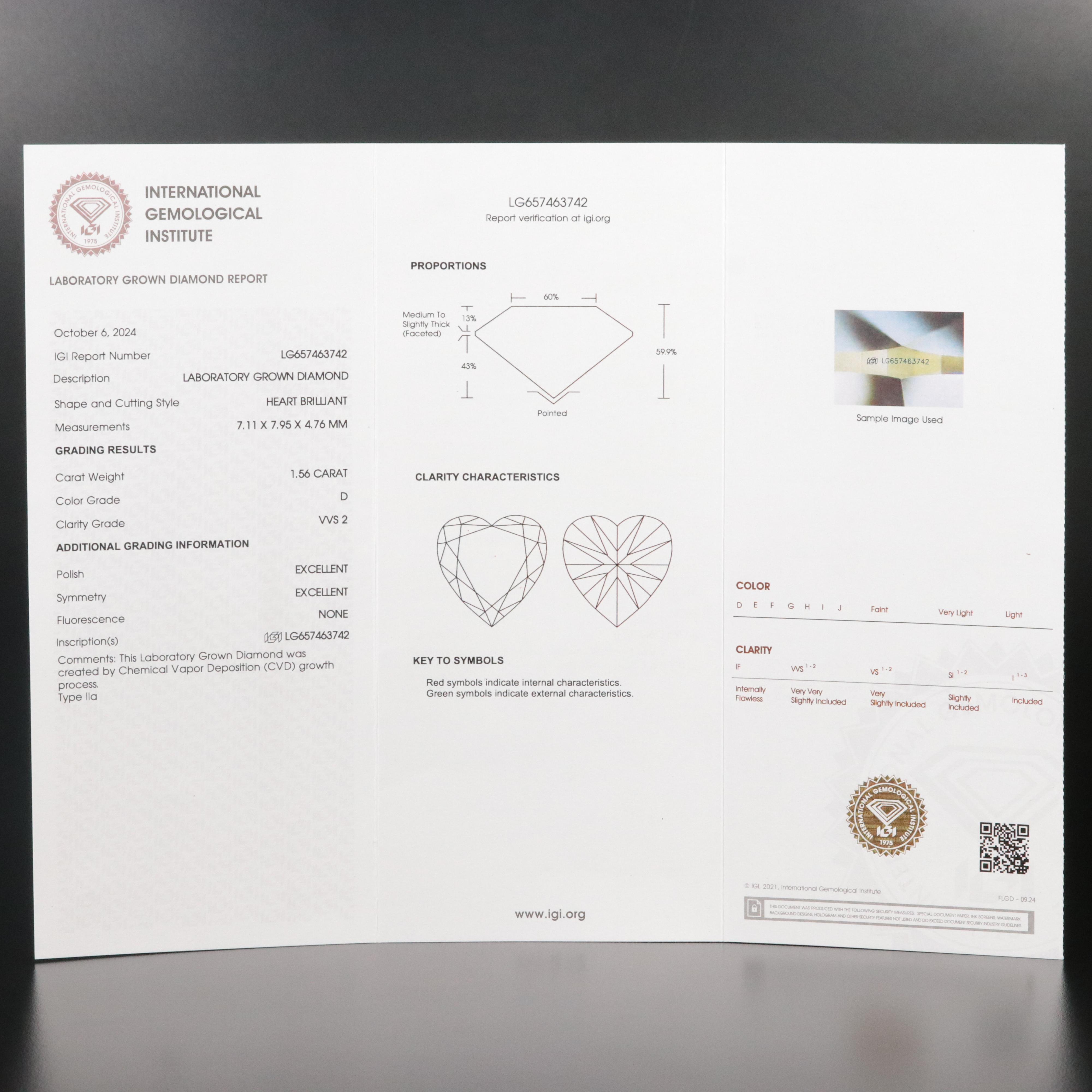 Platinum 3.09 CTW Lab Grown Diamond Heart Stud Earrings with IGI Reports