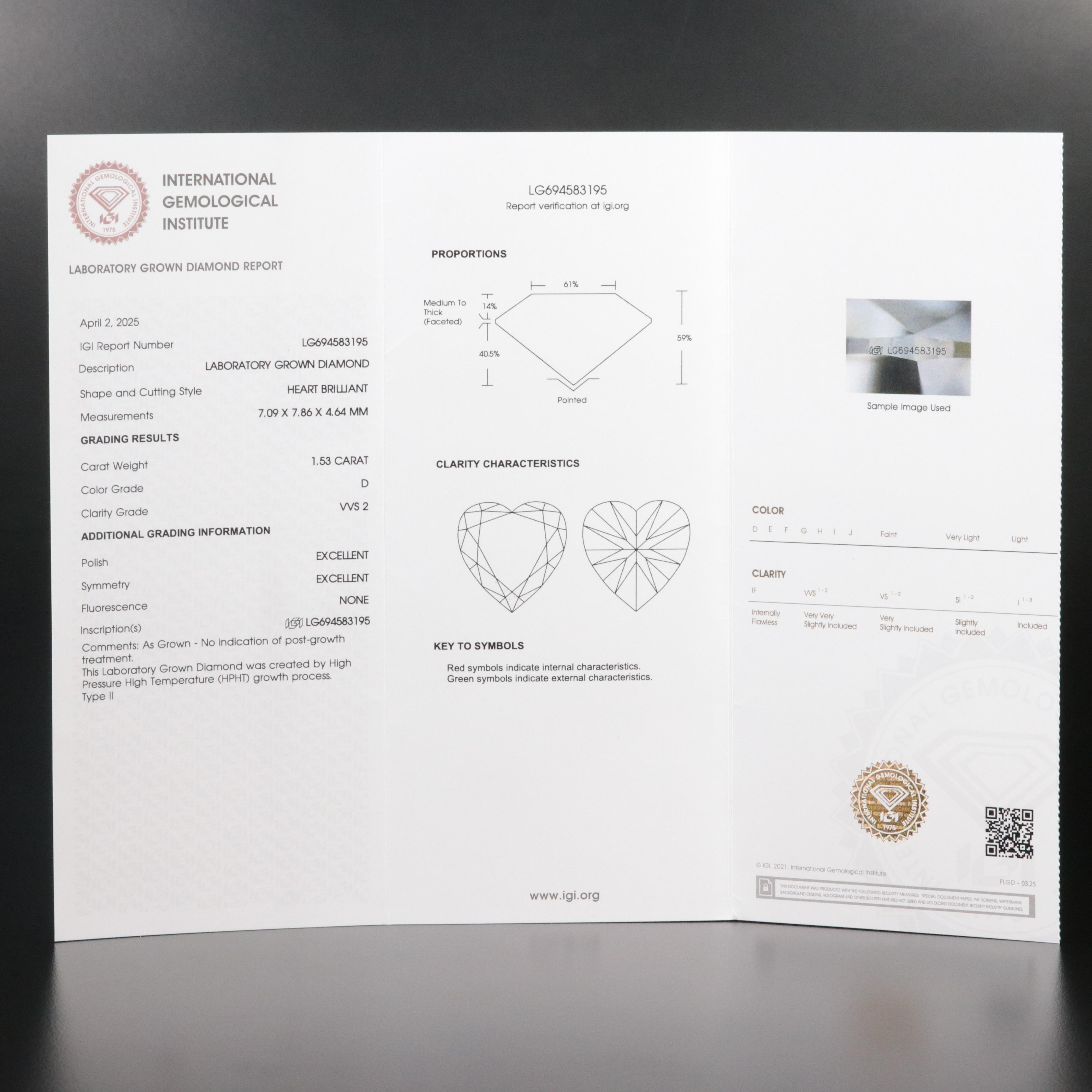 Platinum 3.09 CTW Lab Grown Diamond Heart Stud Earrings with IGI Reports