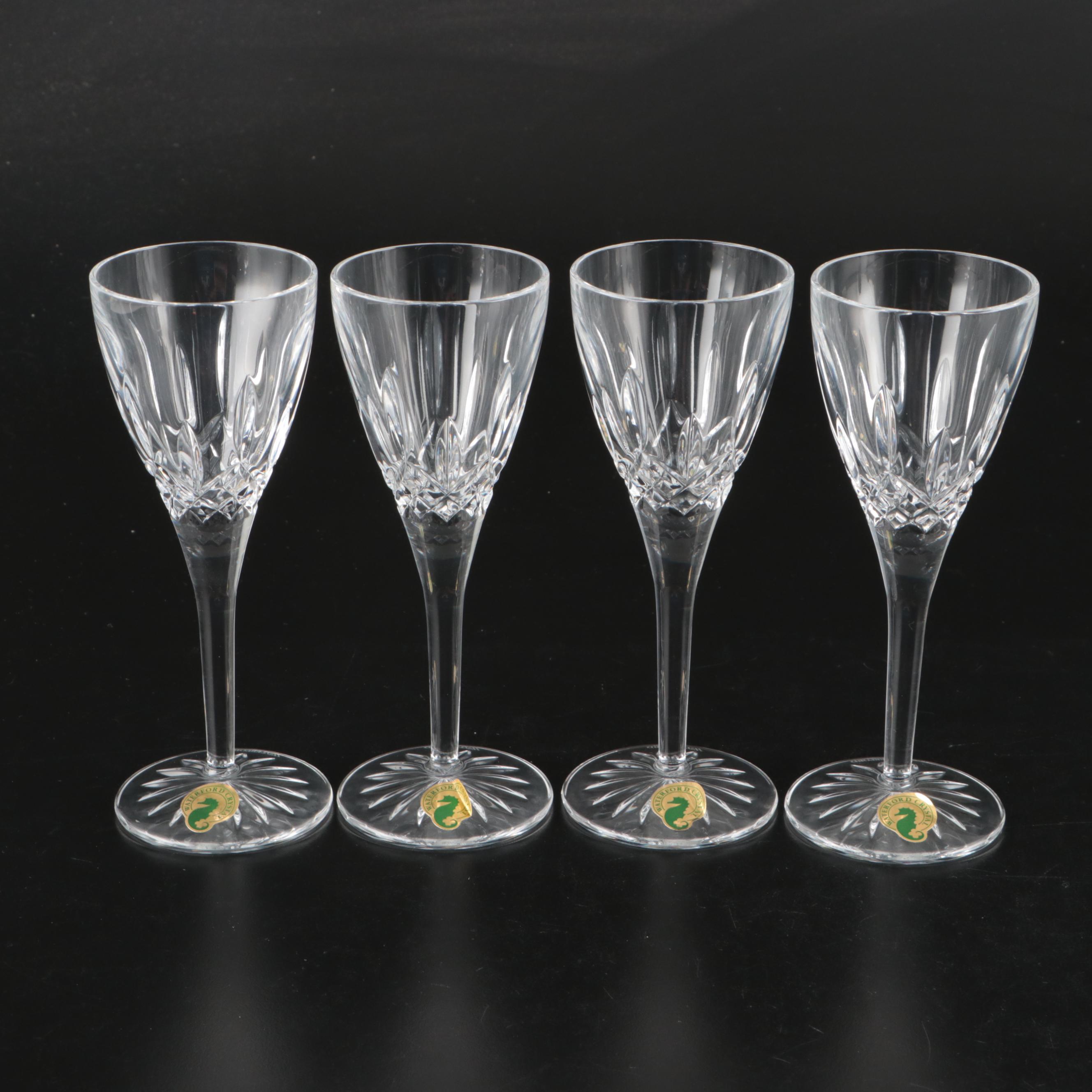Waterford "Lismore" Crystal Cordial Glasses and Bells