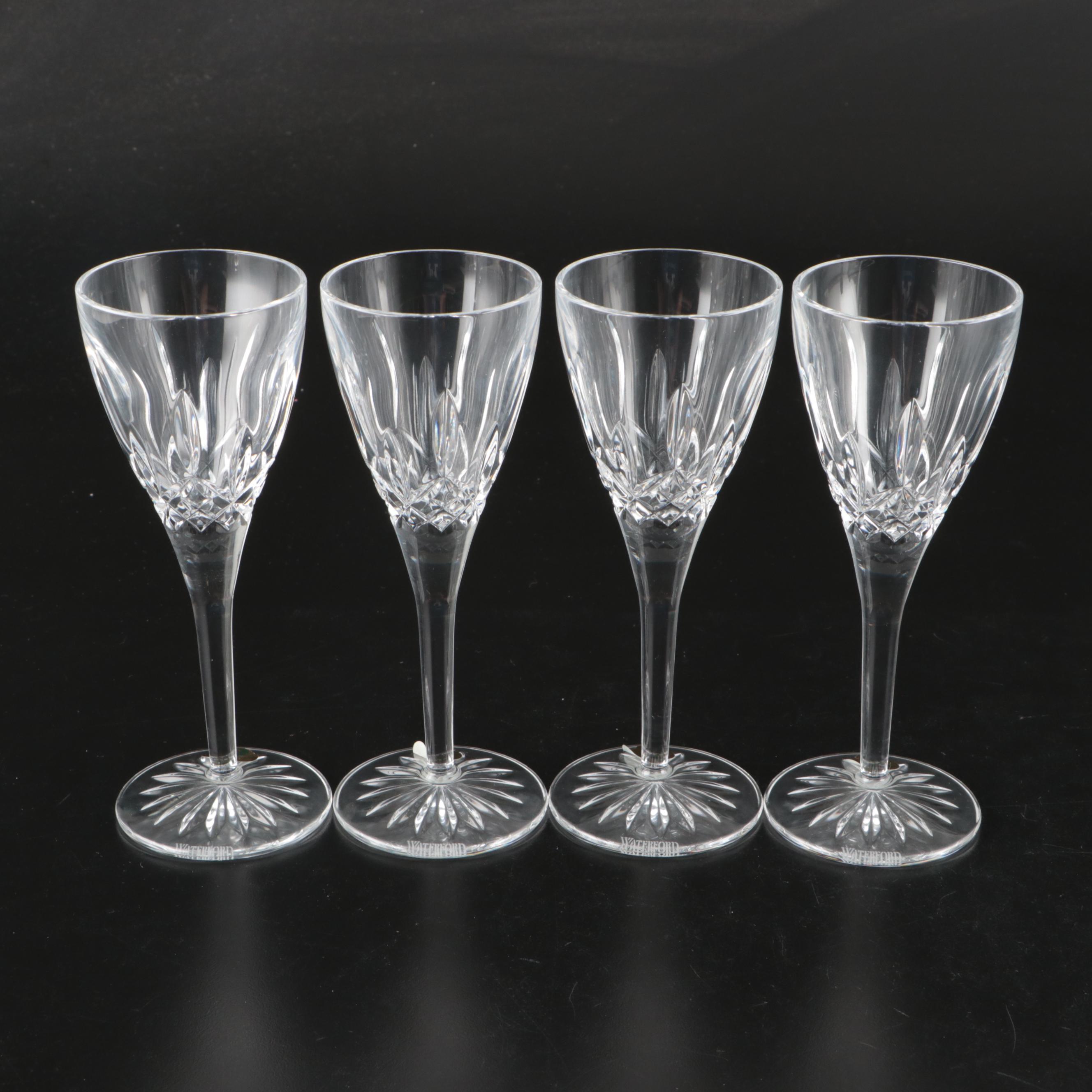 Waterford "Lismore" Crystal Cordial Glasses and Bells