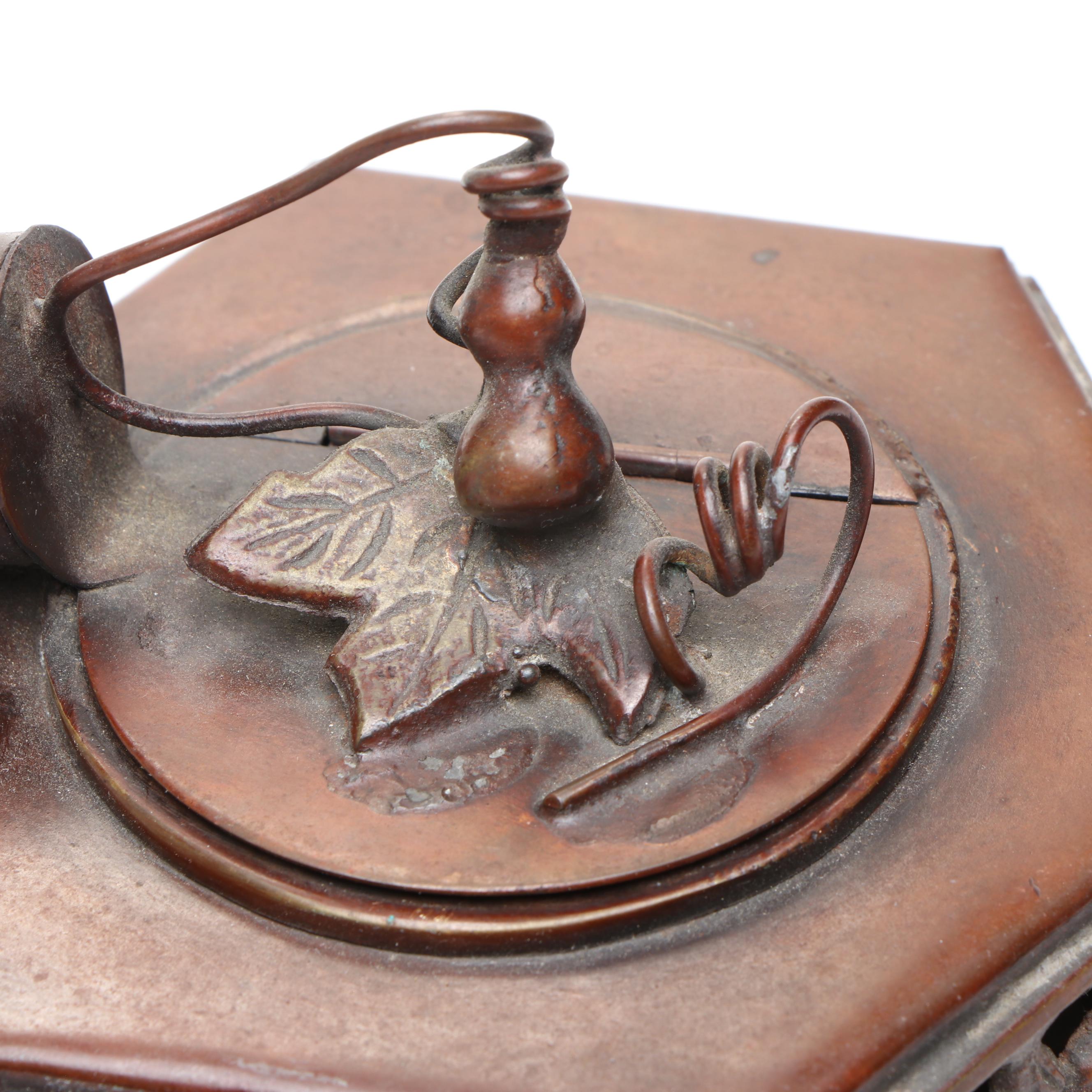 Thai Carved Wood Male Bust Figure with Other Metal Foliage Candle Holder