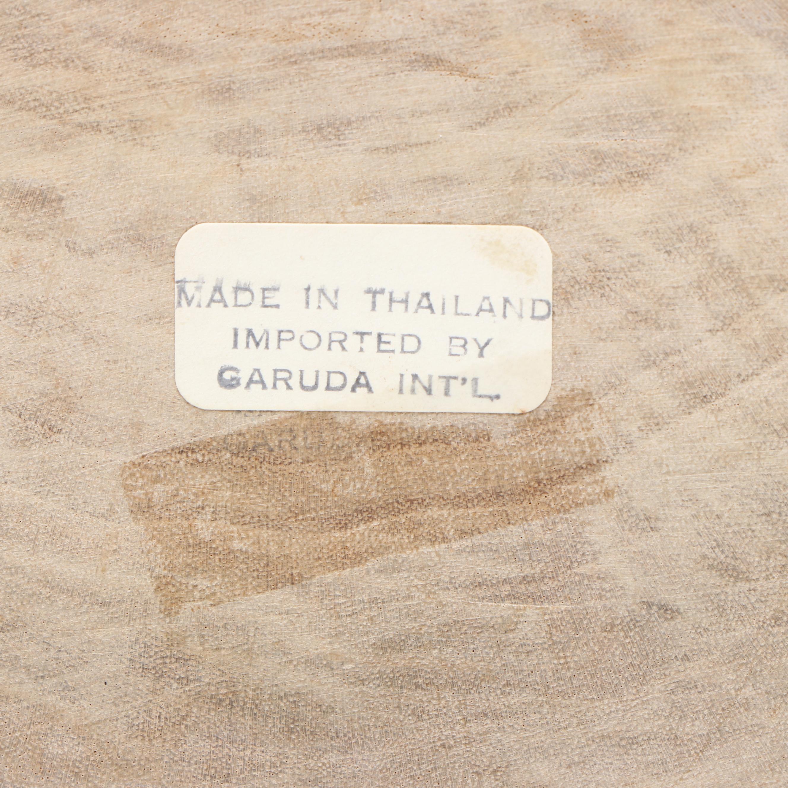 Thai Carved Wood Male Bust Figure with Other Metal Foliage Candle Holder